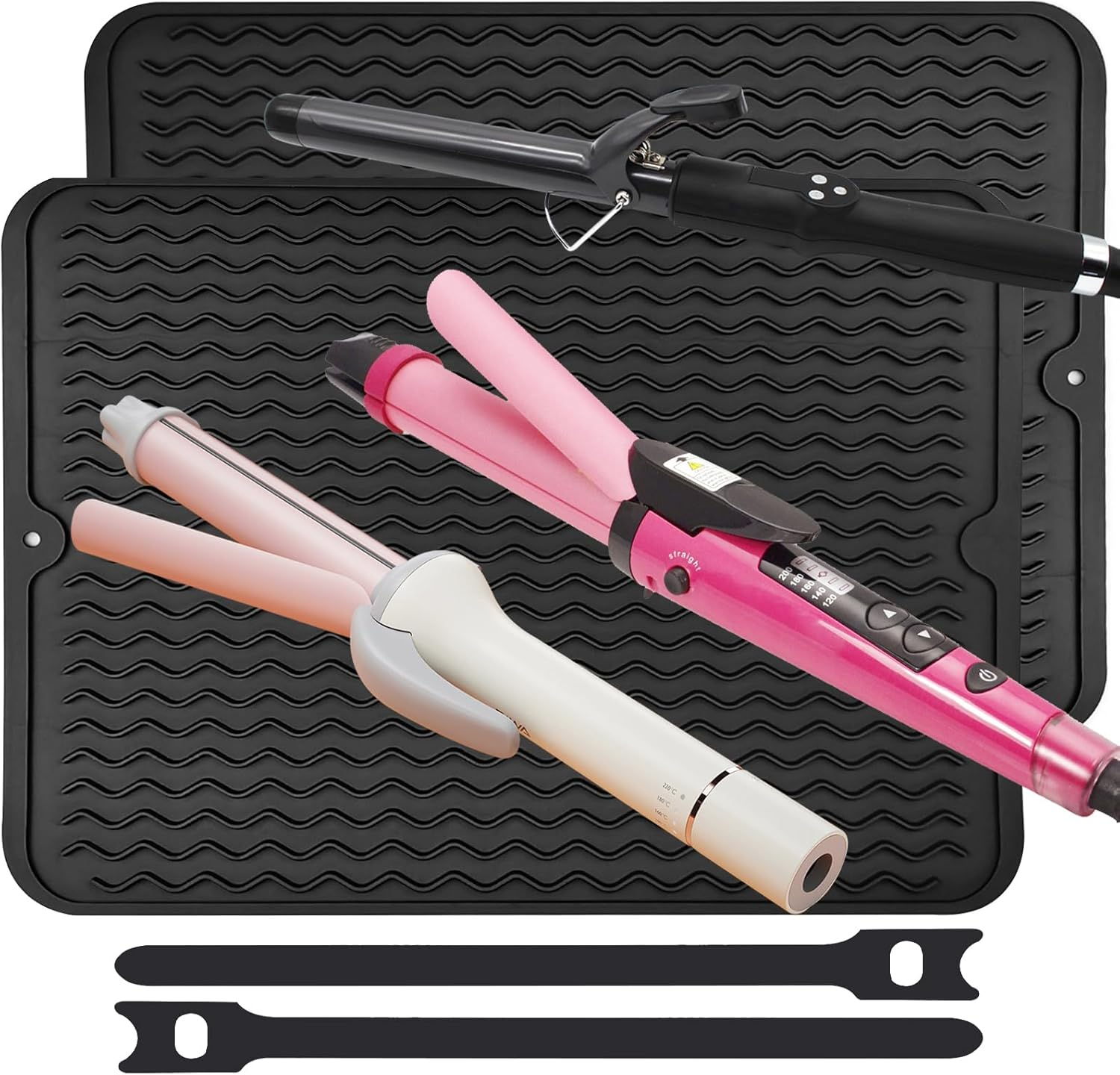 2 Pack Heat Mat for Curling Iron, Oversize Silicone Resistant Mat for Hair Tools, Hot Pad for Hair Straightener, Flat Irons and Hot Hair Styling Tools Home Travel Gym Salon (15.7" X 11.8") image number 4