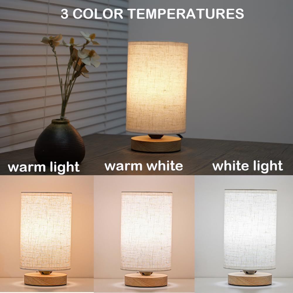 ANLAIBO 3 Colors Bedside Lamps, Table Lamp for Bedroom, Small Lamps for Living Room ，Simple Bed Side Lamp with Button Switch for Kids Room, Study, Dorm, Office, Shelves(Bulb Included) image number 3