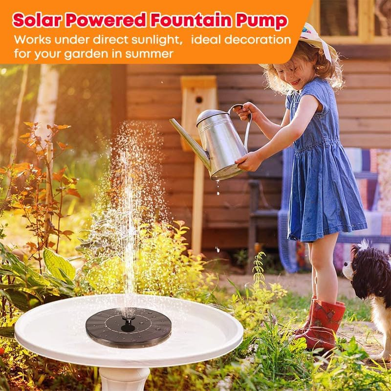 Solar Water Pump Kit for Water Feature Outdoor,1.2 W Solar Bird Bath Circle Fountain Pump, Solar Fountain with 4 Nozzles (Black Circle, 13 Cm, 1.0 W) image number 6