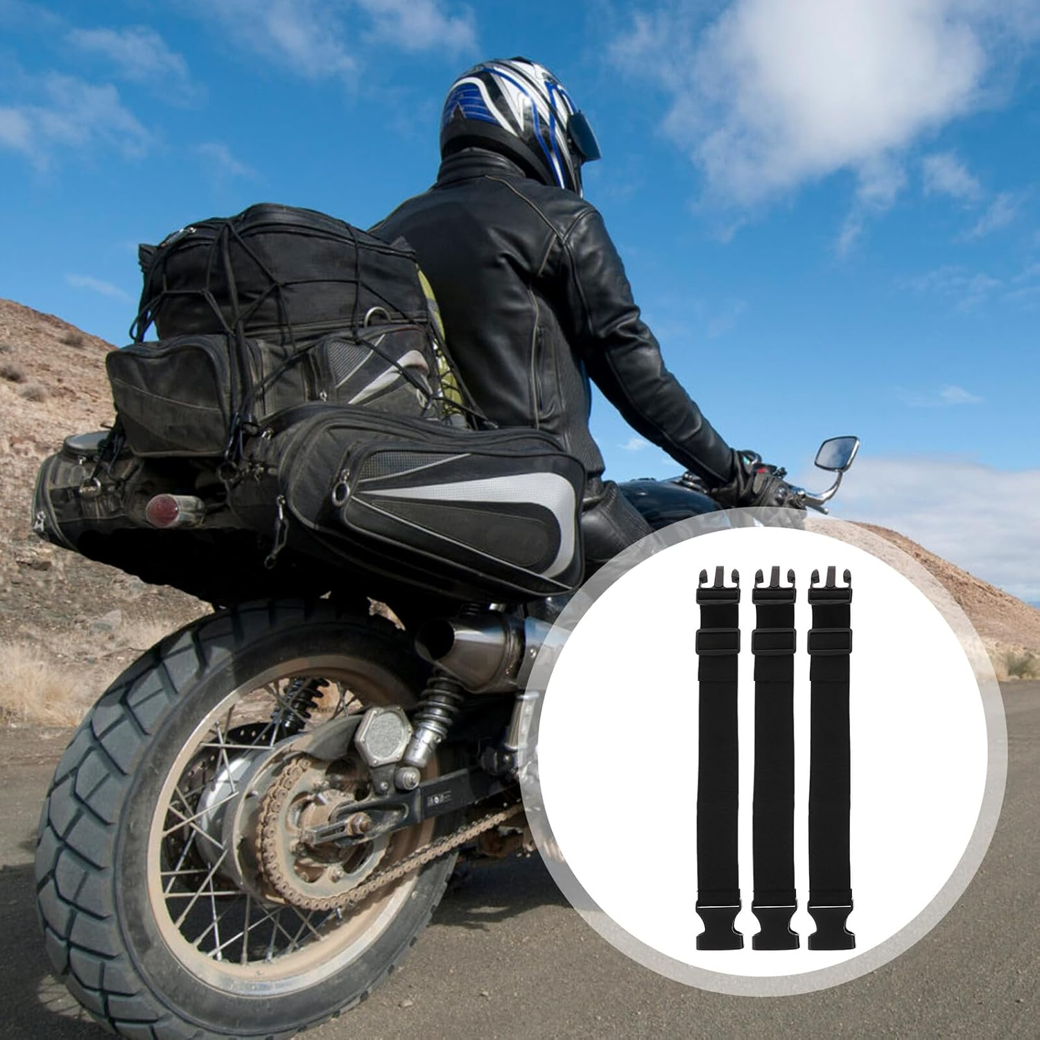 HONITANO 3Pcs Utility Tie down Straps with Quick Release Buckles Wide Long Adjustable Lashing Bands for Securing Backpacks Luggage Storage Bins and Outdoor Gear image number 5