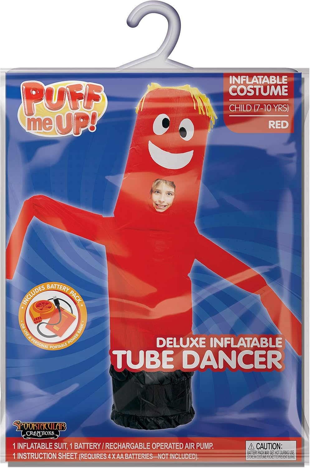 Spooktacular Creations Inflatable Costume Tube Dancer Wacky Waiving Arm Flailing Halloween Costume Child Size - Red image number 5