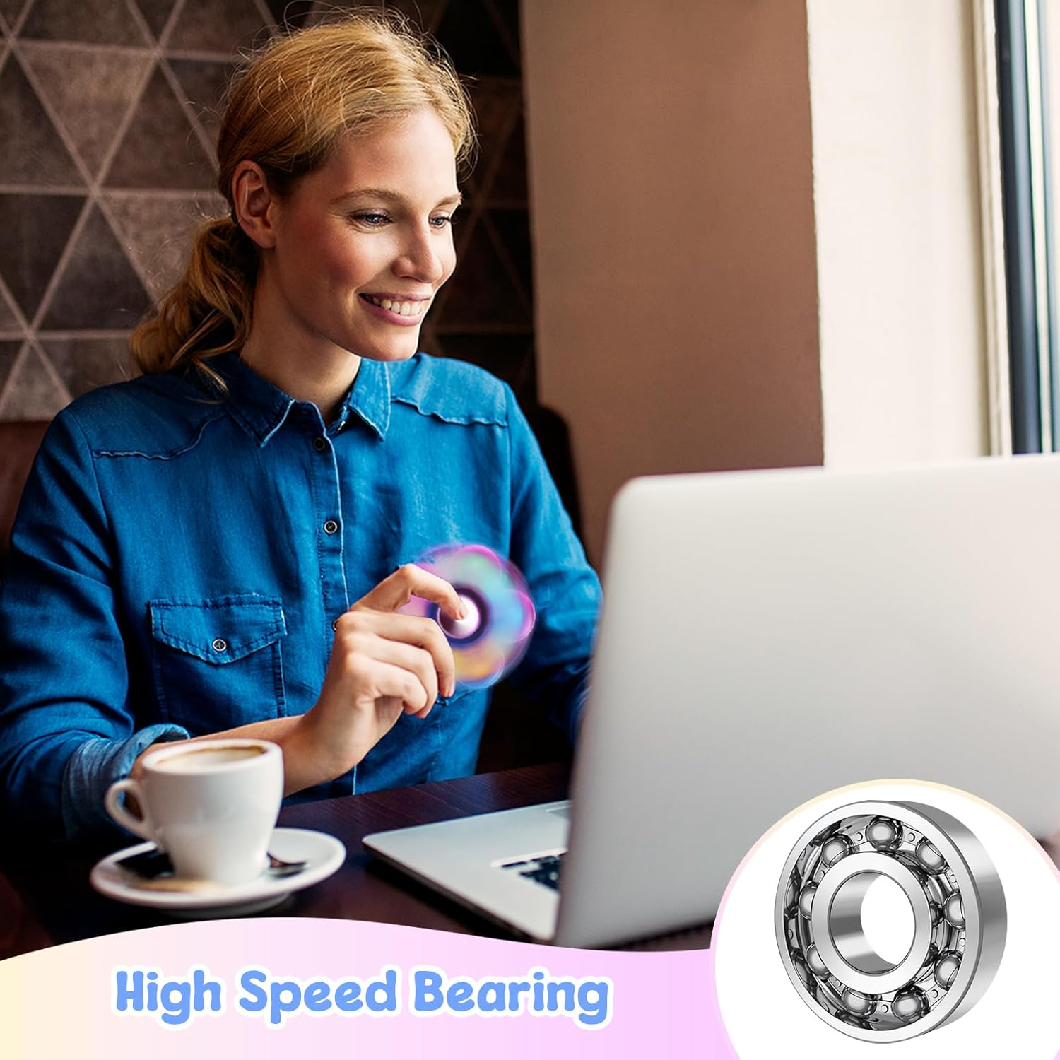 3 Pack Pop Fidget Spinner Bulk for Kids Adults, Cool Pop It Hand Fidget Spinners, Rainbow Color Anxiety and Stress Relief Sensory Toys for Kids Party Favors Supplies Birthday Return Gifts image number 1