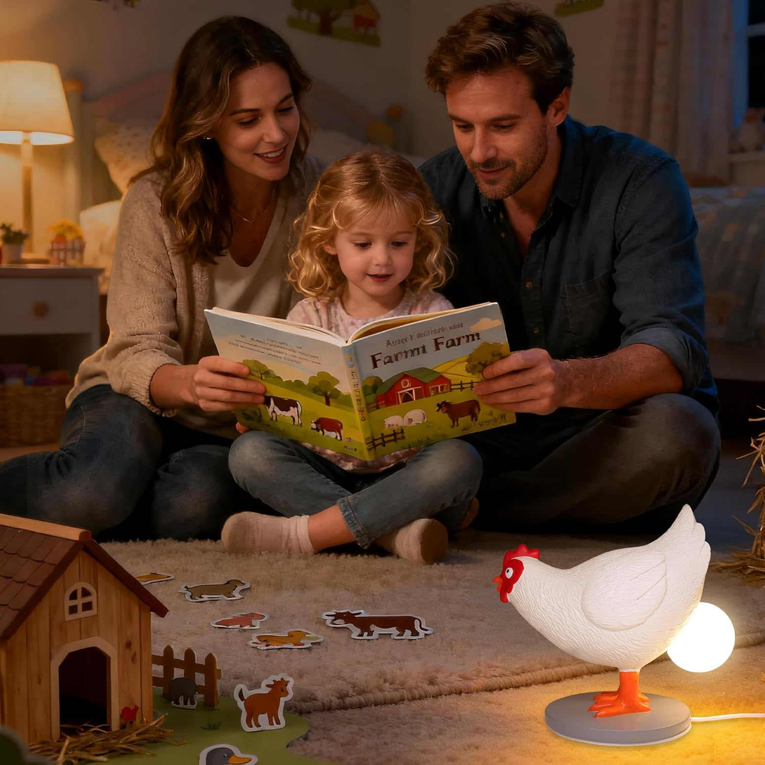 Okiyid Chicken Egg Lamp, Funny Chicken Table Lamp, LED Egg Night Light, Resin Chicken with Stepless Dimming, Decoration for Home, Bedroom, Study