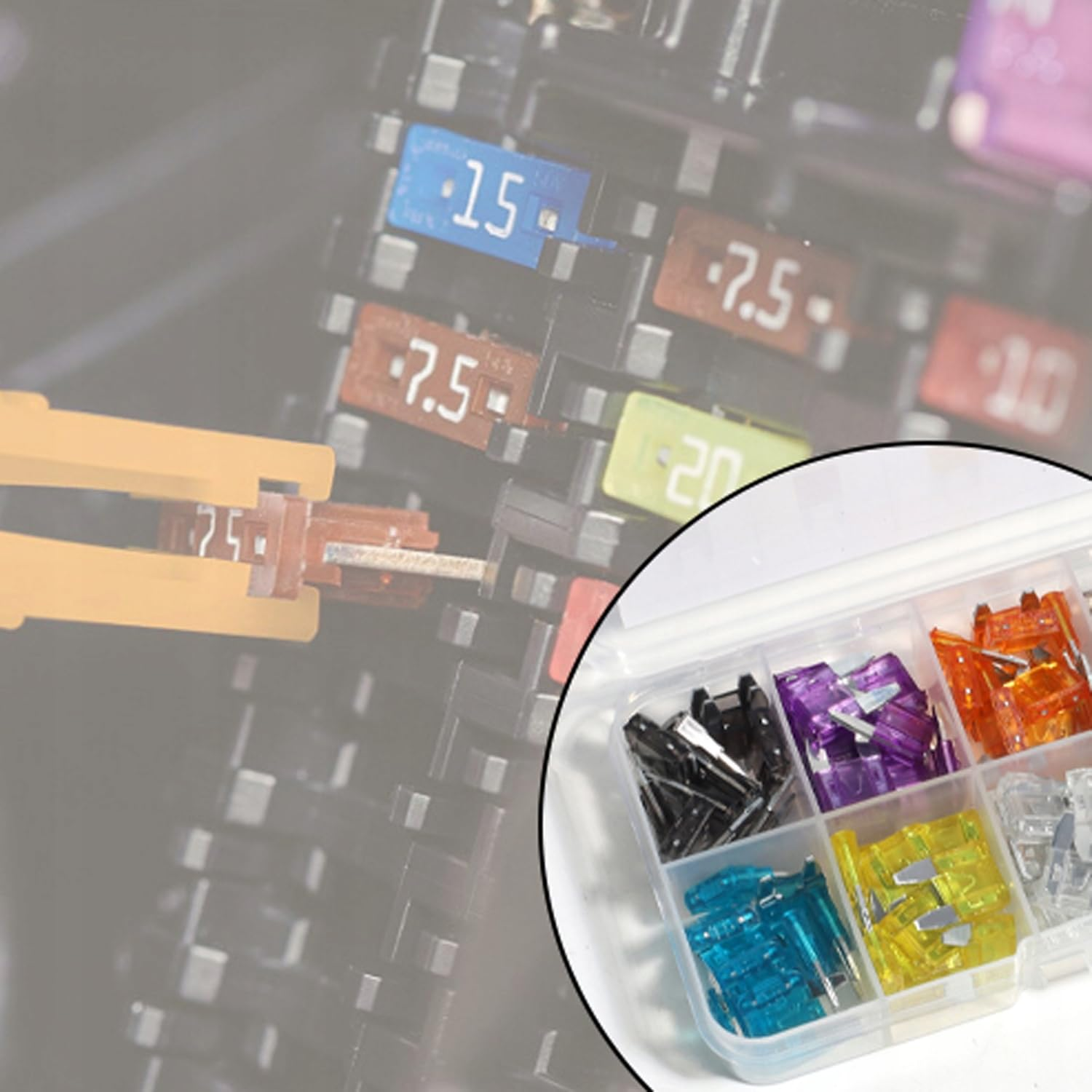 Aikoolwer 12V 5 Pack Car Fuse Assortment Kit Blade Add-A-Circuit Fuse Tap Adapter Automotive Standard LED Auto Fuses Holder Mini Marine RV Camper Boat Truck (2A 3A 5A 7.5 a 10A 15A 20A 25A 30A 35A) image number 3
