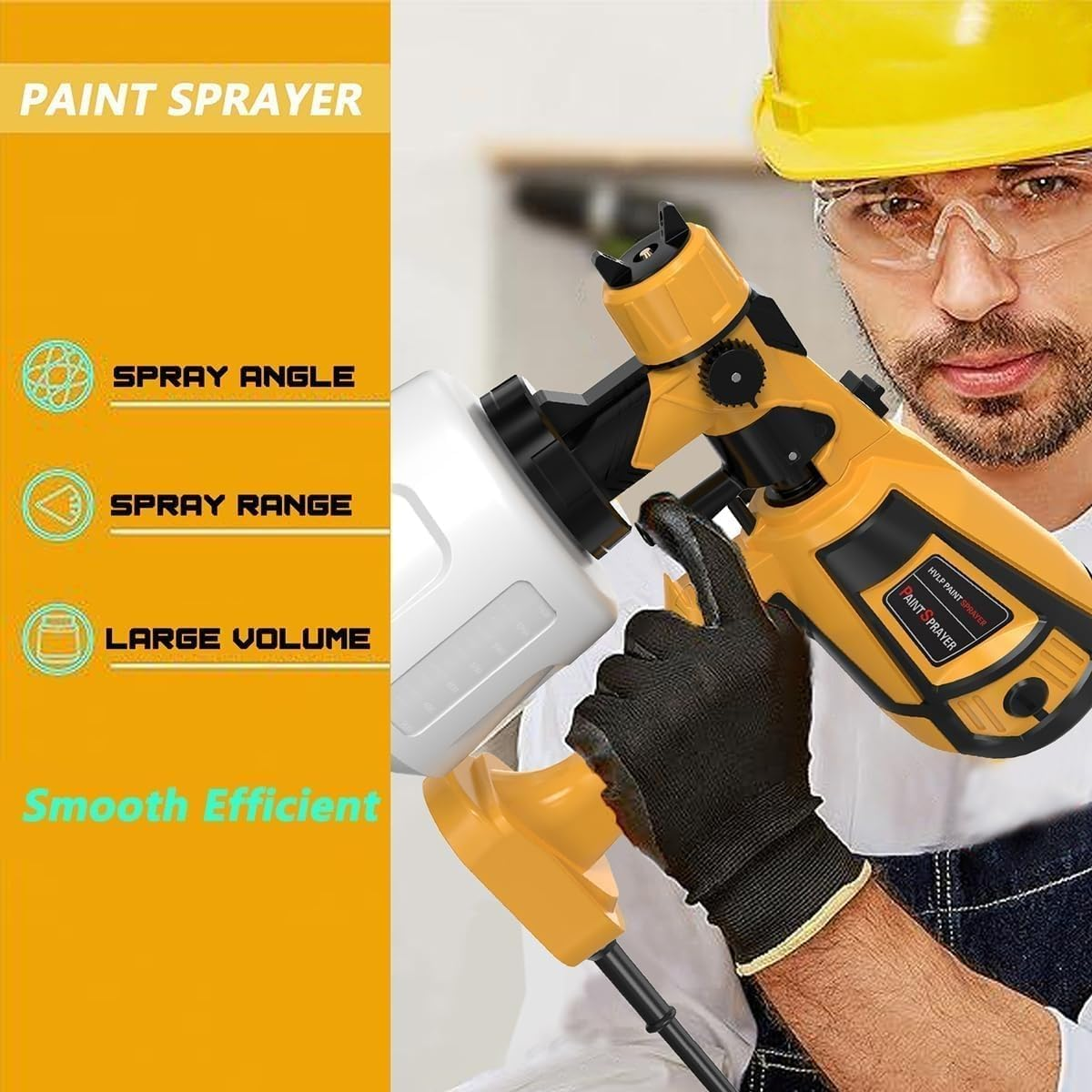Paint Sprayer, 850W High Power Electric Spray Paint Gun with Adjustable Spray Width Knob, 1400ML Container, 4 Nozzles & 3 Patterns, Easy to Clean for Furniture Cabinets House Painting image number 5