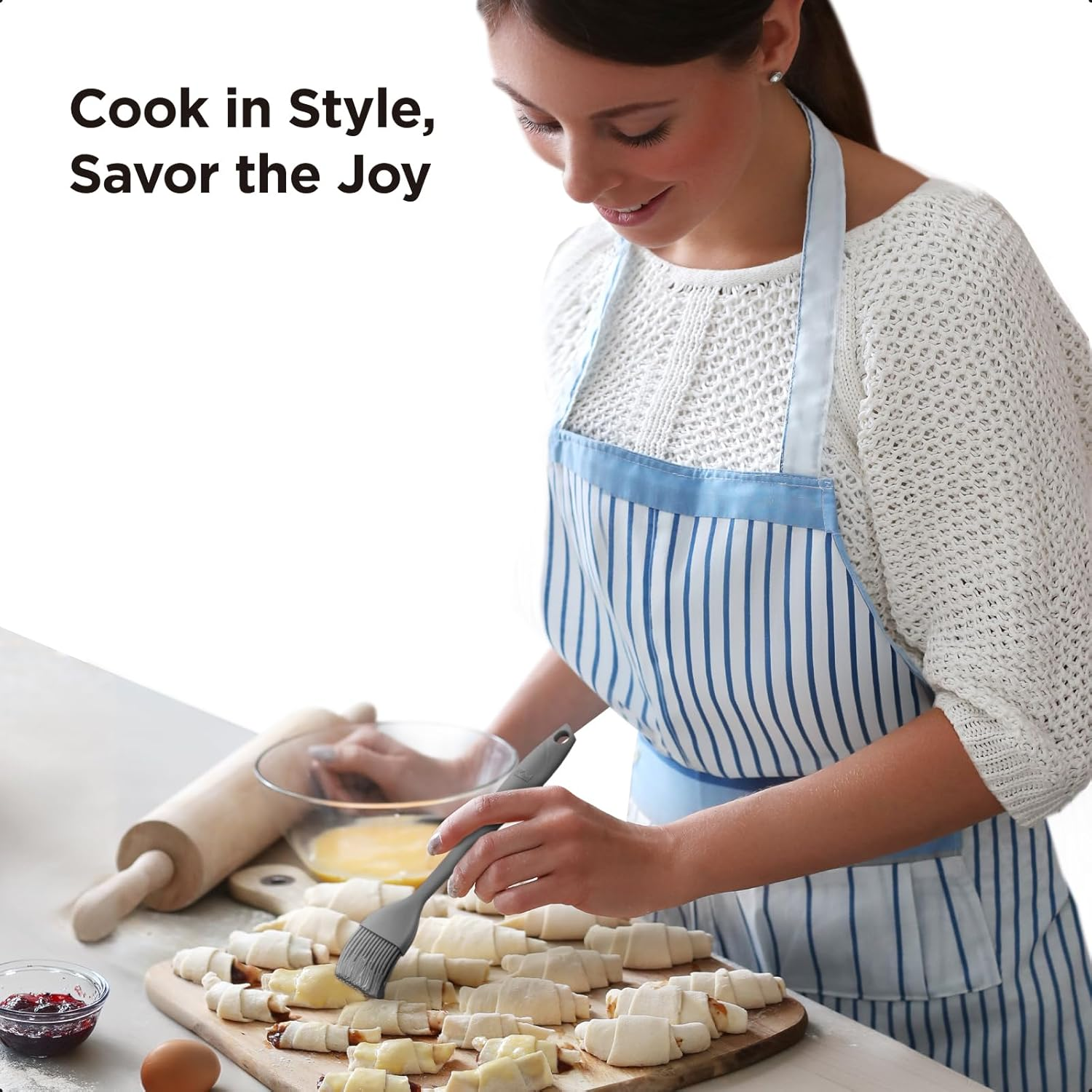 Kitchen Mama Waltzgrip Platinum Silicone Basting Pastry Brush: Set of 2 Heat-Resistant Brushes for Cooking, Baking, Grilling, and Spreading Oil or Butter - Dishwasher-Safe (Metal Gray)