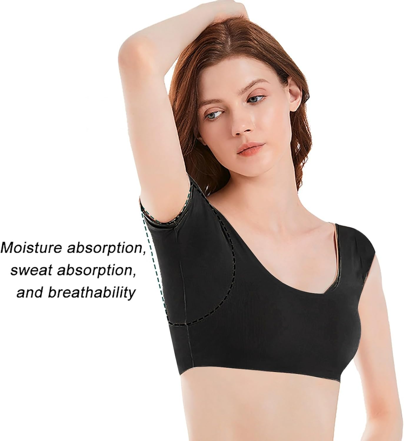 And Top Women'S Solid Milk Silk Underarm Sweat Proof Breathable Super Sweat Absorbent Pad Sweat Proof V Neck Vest Camisole for Women image number 2