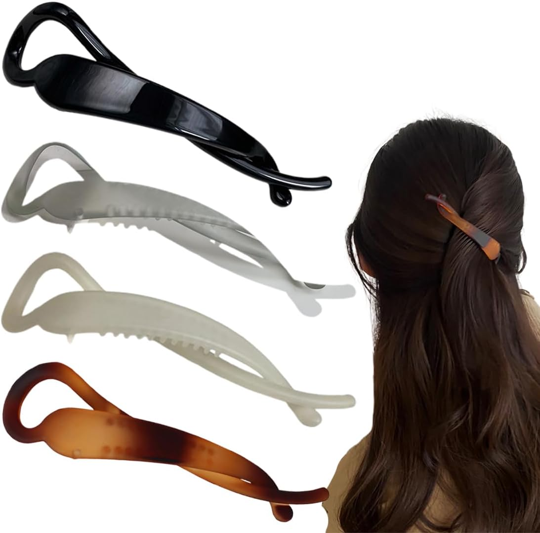 4 Pack Banana Clips, Vintage Hair Clips, Acrylic Hair Clips, Hair Clips, Ponytail Hair Clips, Banana Clips, Non-Slip Ponytail Clips for Women and Girls