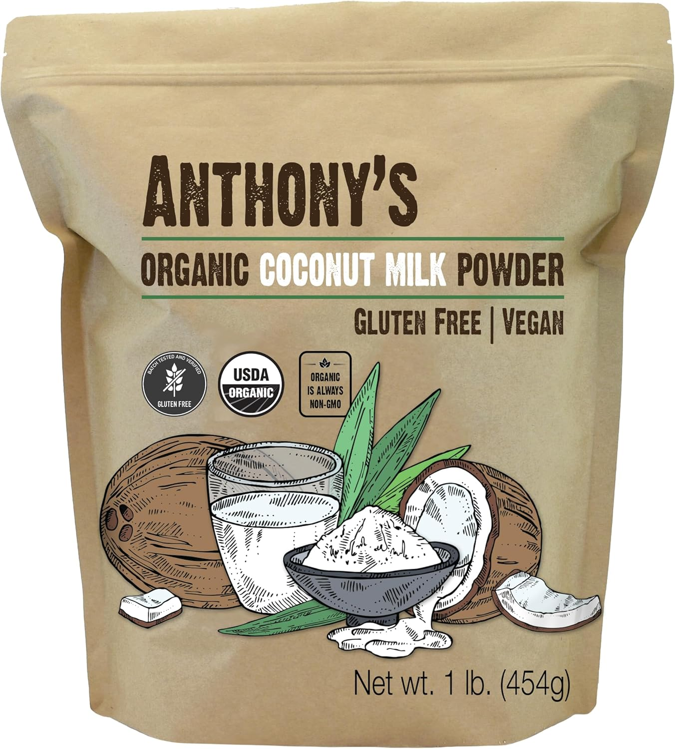 Anthony'S Goods Organic Coconut Milk Powder, 1Lb, Gluten Free, Vegan & Dairy Free image number 1
