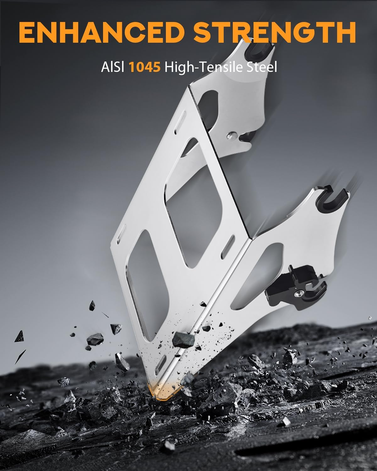 PBYMT Tour Pack Mount Thicker Tour Pack Bracket Detachable Two-Up Luggage Rack Fits for Harley Davidson Touring Street Glide Road King Electra Glide 2014-2025,Chrome - Chrome image number 5