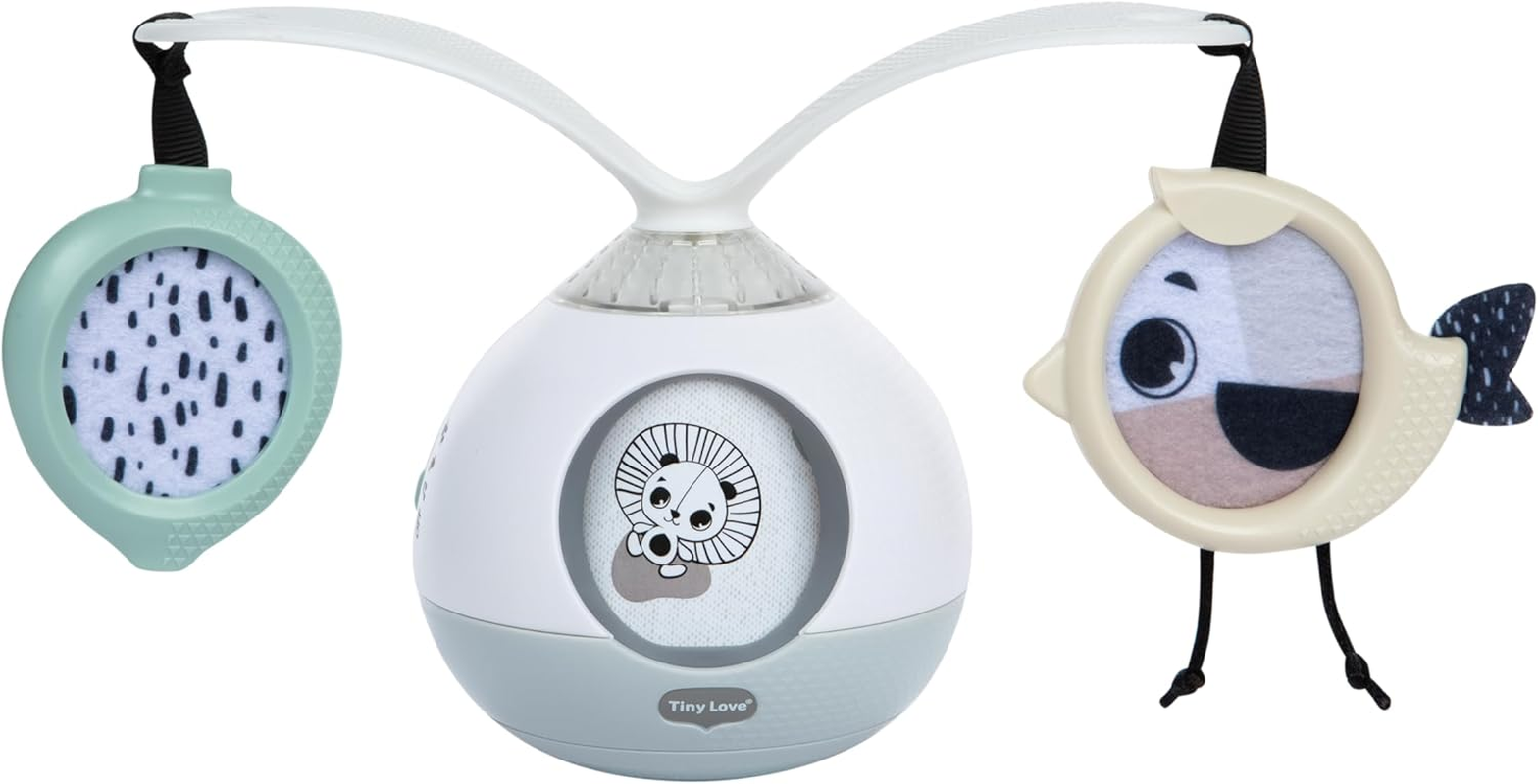 Tiny Love Black & White Decor Collection 2-In-1 Tummy Time Mobile Entertainer - Engaging & Portable Baby Gym with Music, Lights, and Peek-A-Boo Fun, Nursery Mobile, Take along Mobile image number 3