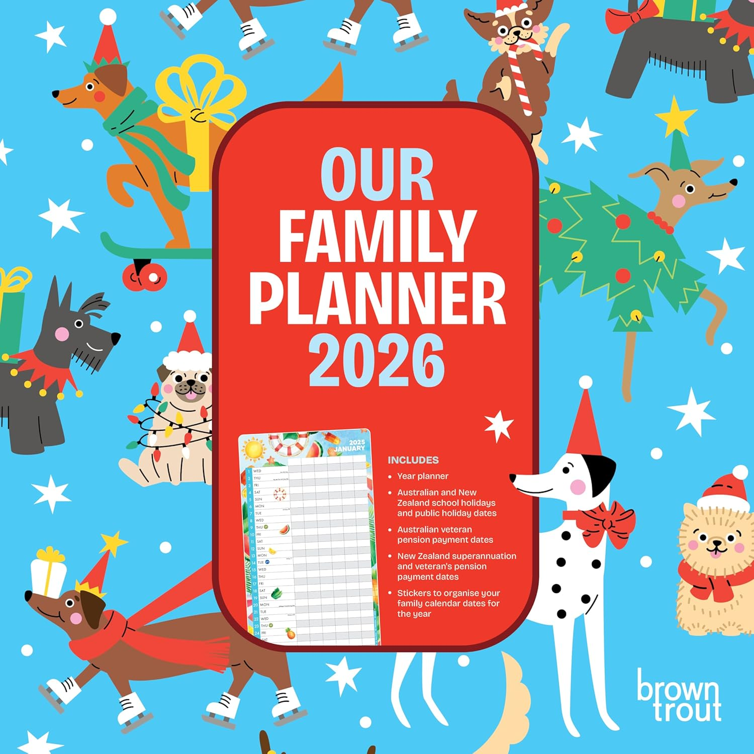 Our Favourite Family Planner | 2026 12 X 24 Inch (Hanging) Monthly Square Wall Calendar | Plastic-Free | Browntrout | Organization | Stationery | Planner | Notes