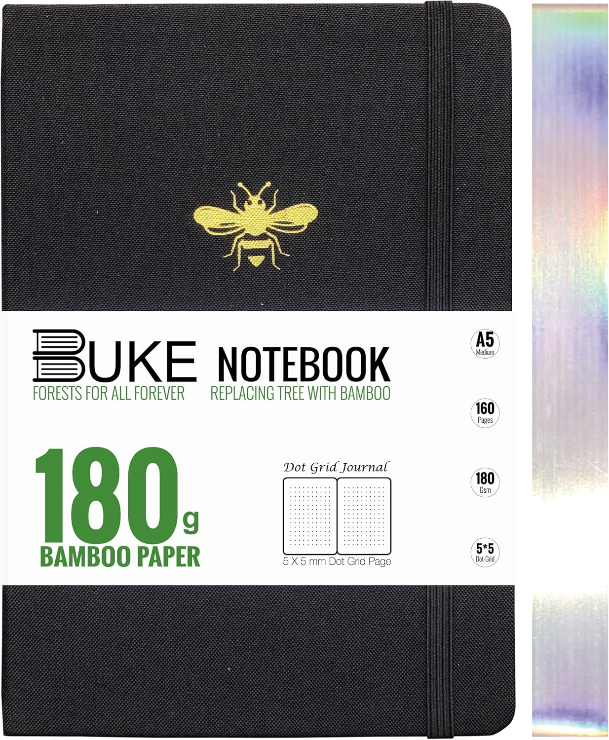 A5 Dotted Notebook - Bullet Dot Grid Journal - 180G Thick Bamboo Paper - 160 Dot Grid Pages 5X5 MM - Waterproof Hardcover - Watercolor Drawing for Artist and Students (BK-1)