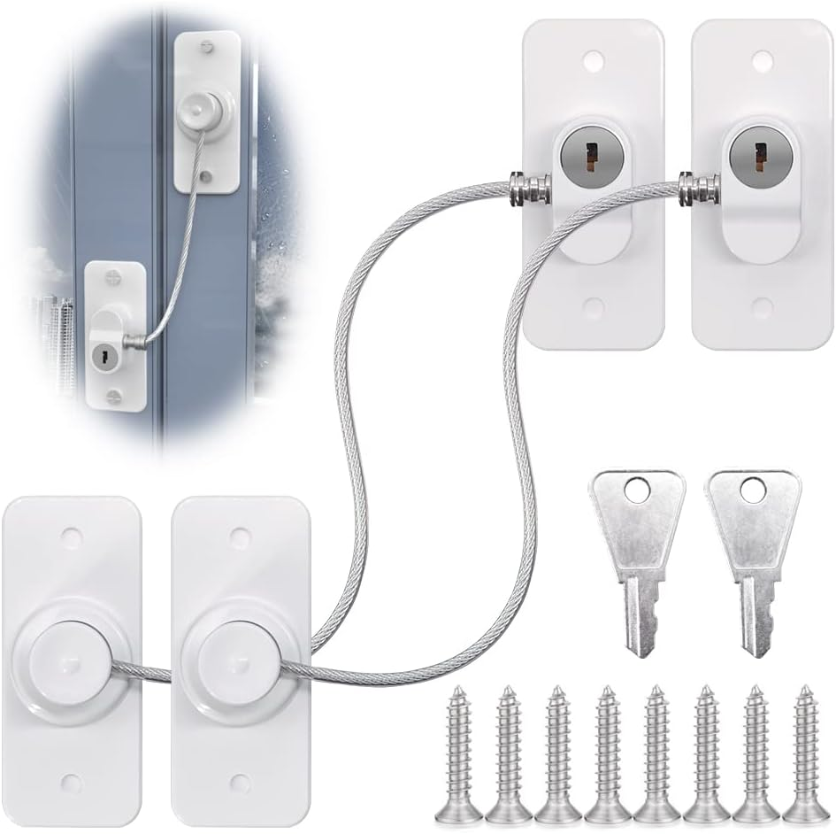 2Pcs Window Locks Set for UPVC Windows,Window Restrictor Locks for Children Security with Screws Keys image number 5