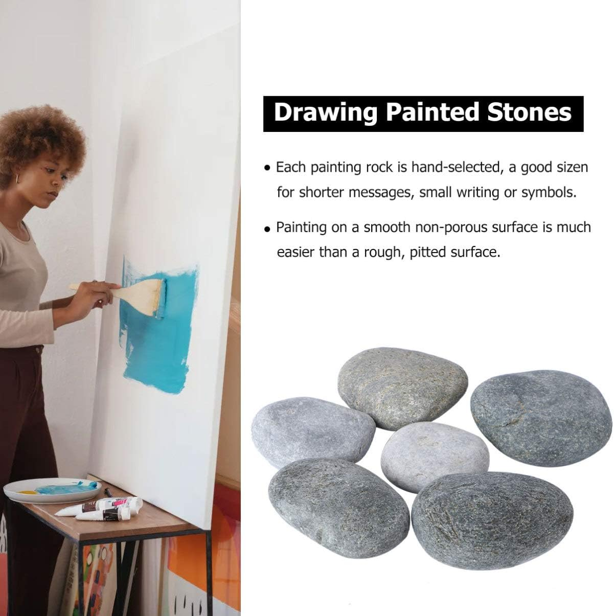 JOINPAYA 6Pcs Painted Stone Pebbles Painting Stones Rock Garden Pebble Painting Kit Large image number 6
