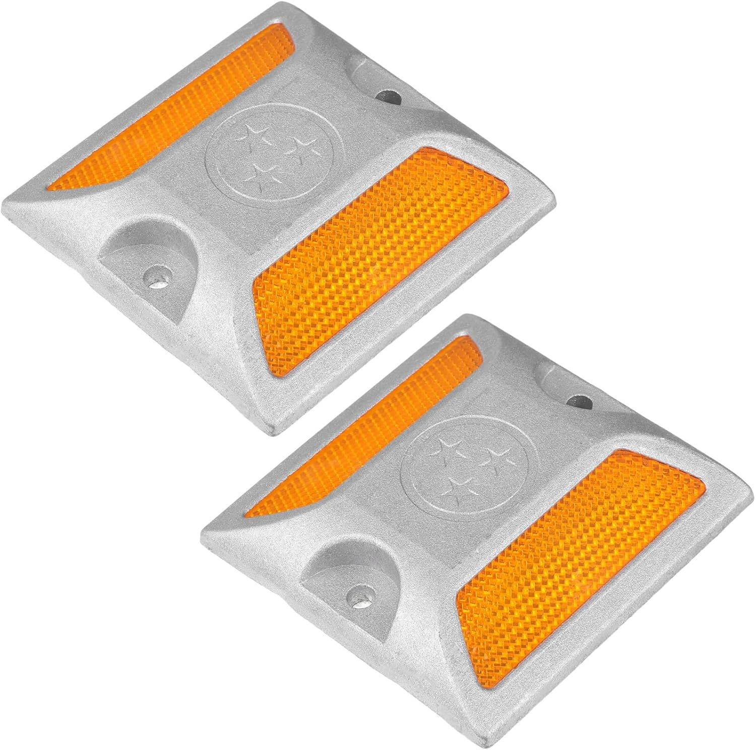 SEWACC 2Pcs Reflective Aluminum Roadside Driveway Markers for Night Visibility Weatherproof Emergency Reflectors for Driveways Private Roads Bike Paths Parking Lots Safety