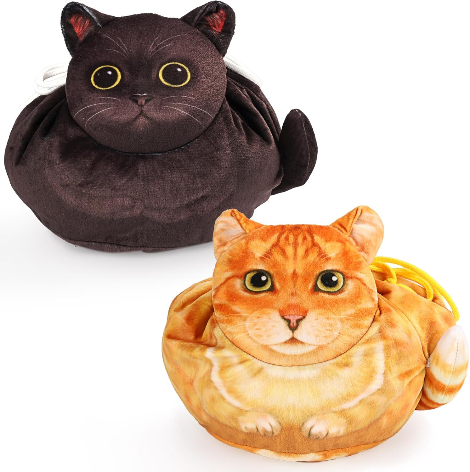 Openhahaha Drawstring Makeup Bag, Cat Makeup Bag, Travel Makeup Organizer, Cosmetic Pouch Bag, Cat Gift for Women, Lay Flat Makeup Bag Gifts for Cat Lovers&hellip;, New Grey and Black, Unisex Adult