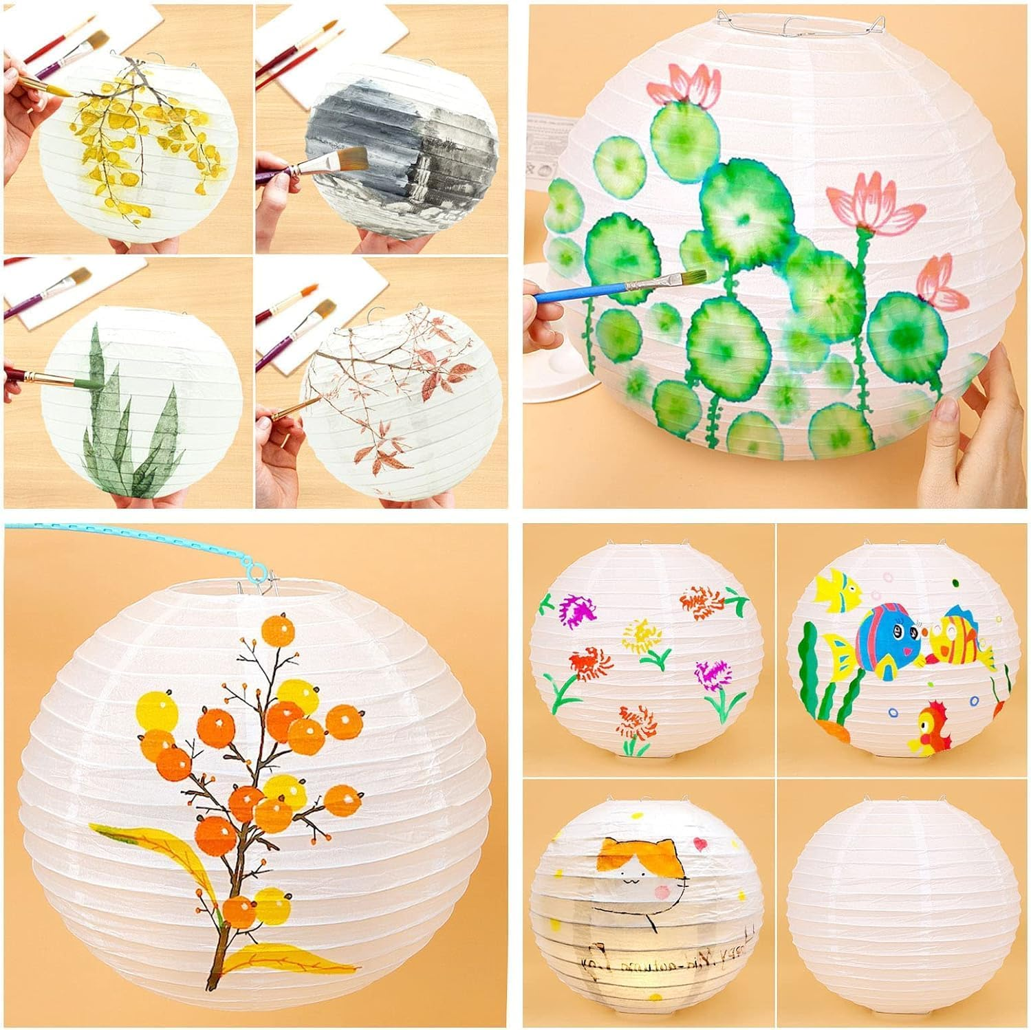 20Pcs White Paper Lanterns Chinese Hanging Paper Lanterns Mix Size Decorative Party Lanterns for Wedding Birthday Halloween Party DIY, 4 Size(15-20-25-30Cm) image number 3