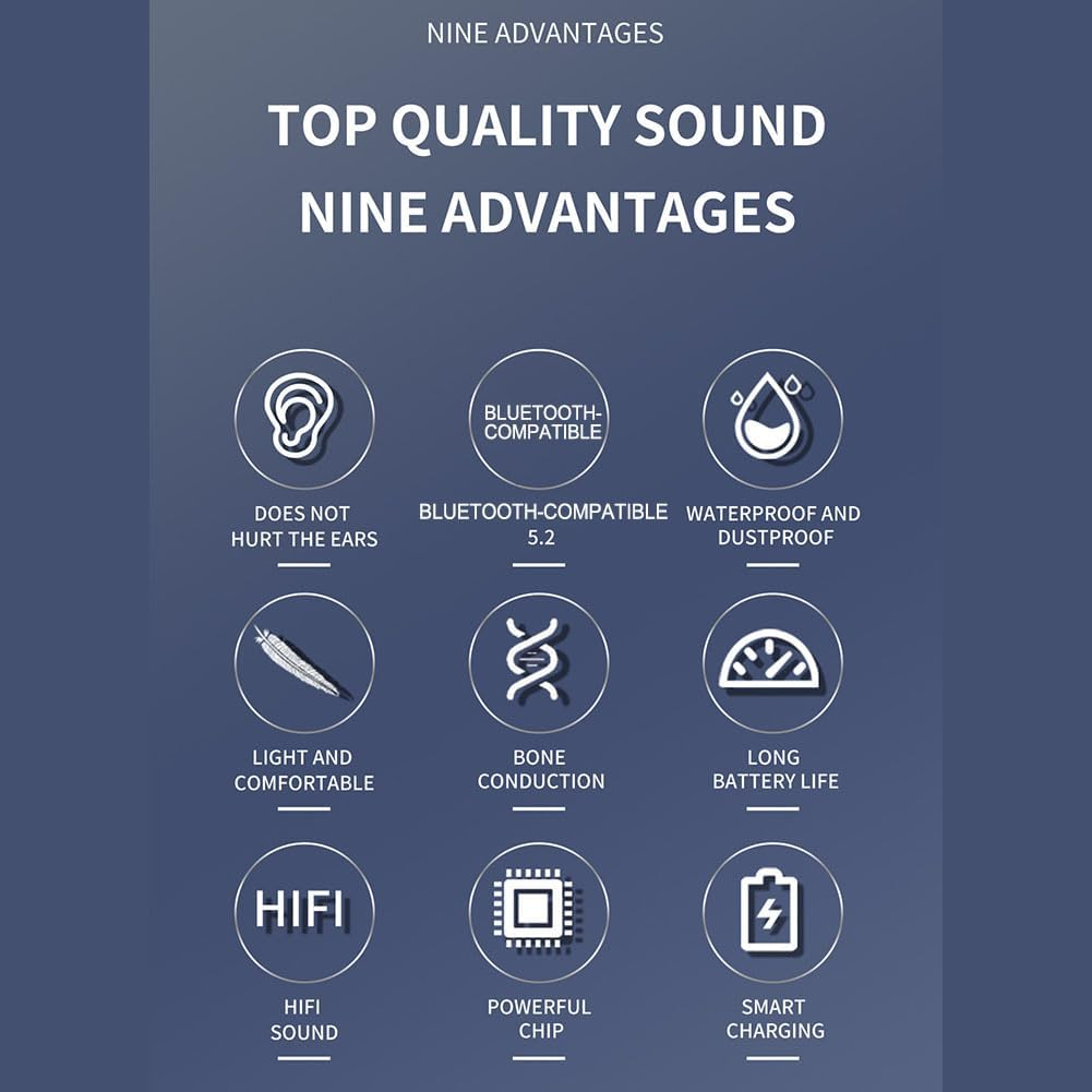 SPORTARC Wireless Headphones TWS Bone Conduction Headphones, Stable Connection and Wireless Bluetooth 5 2" Bone Conduction Sports Headset (Black) image number 1