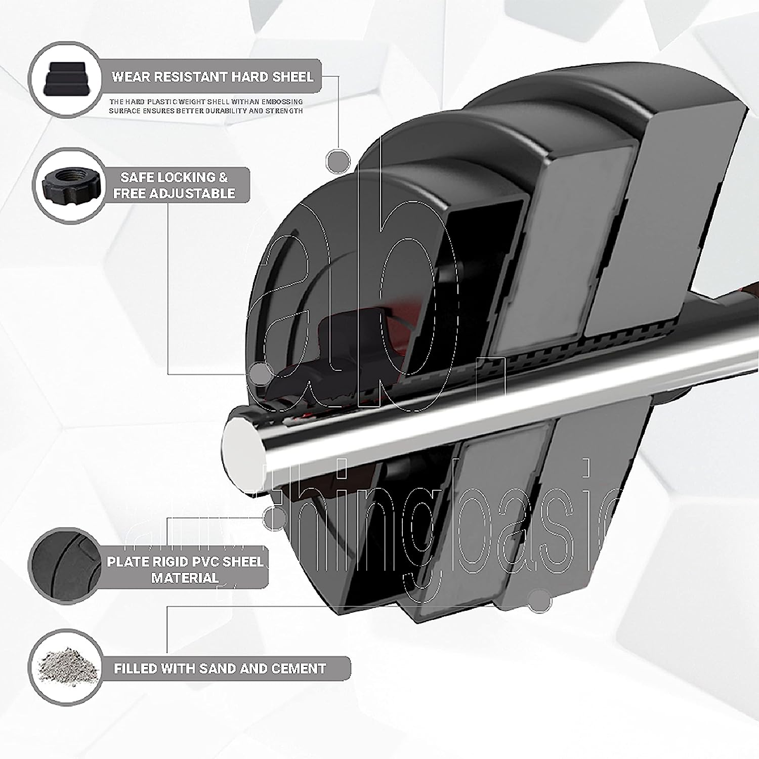 Anythingbasic PVC 8 Kg Home Gym Set with 1 Kg Blue Dumbbells Pair | Black | Material : Iron, PVC, Sand and Cement | Combo Has 3 Feet Curl Iron Rod, One Pair of Dumbbell Rods | for Men and Women image number 4