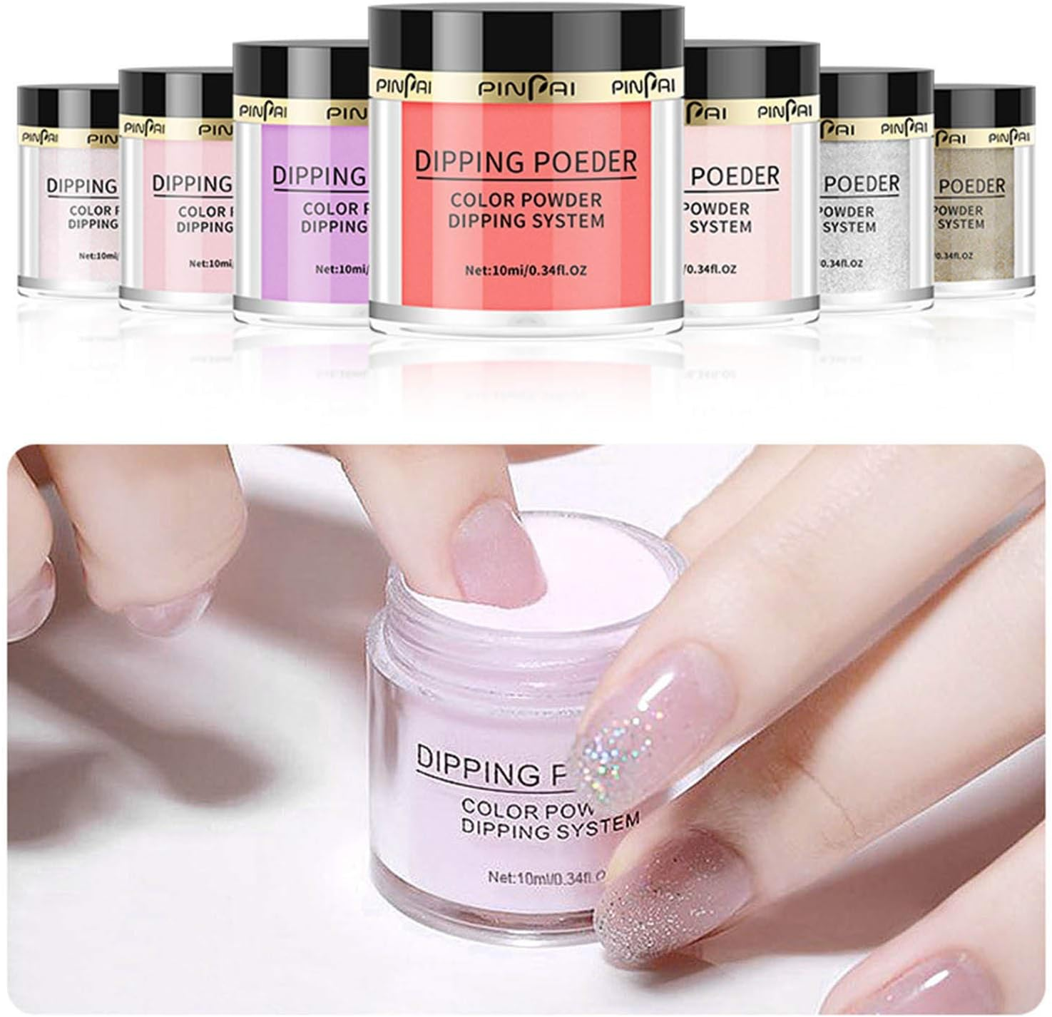 6 Colors Dipping Nail Po Er Set Glow in the Dark Dipping Po Er Nail Starter Kit French Nail Nail Art Decorations Kit image number 4