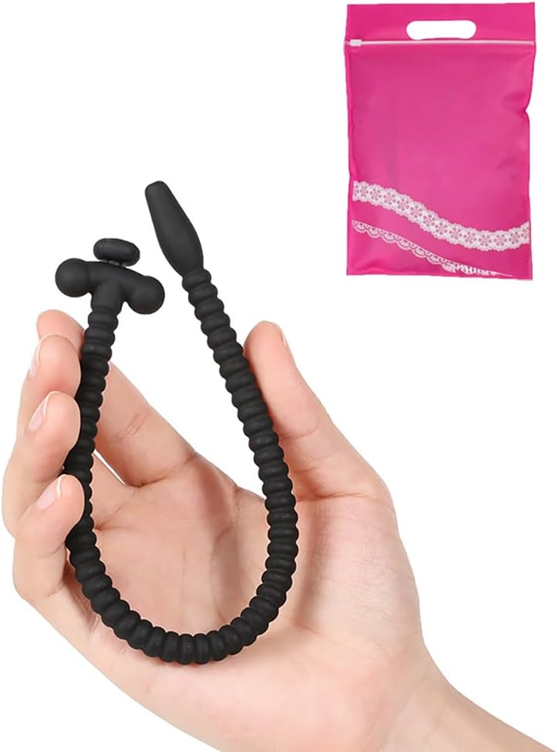 Silicone Penis Ring Urethral Probe Wand Urethral Sound Multi Beads Hollow Urethral Plug Probe Dilator Masturbation Rod image number 2