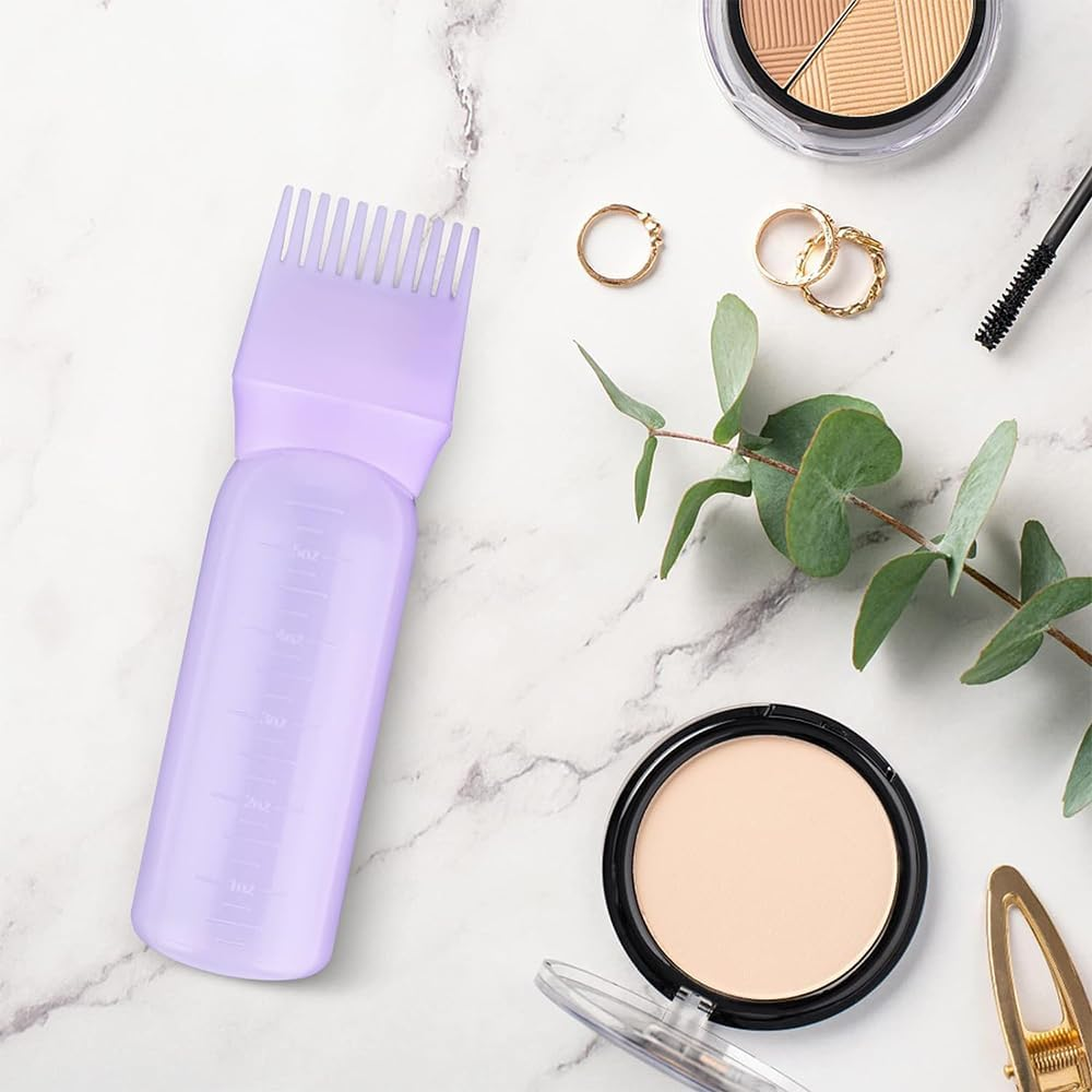 3Pcs Root Comb Applicator Bottle 6 Ounce Hair Oil Applicator, Applicator for Hair Dye with Graduated Scale (3Pack) image number 4