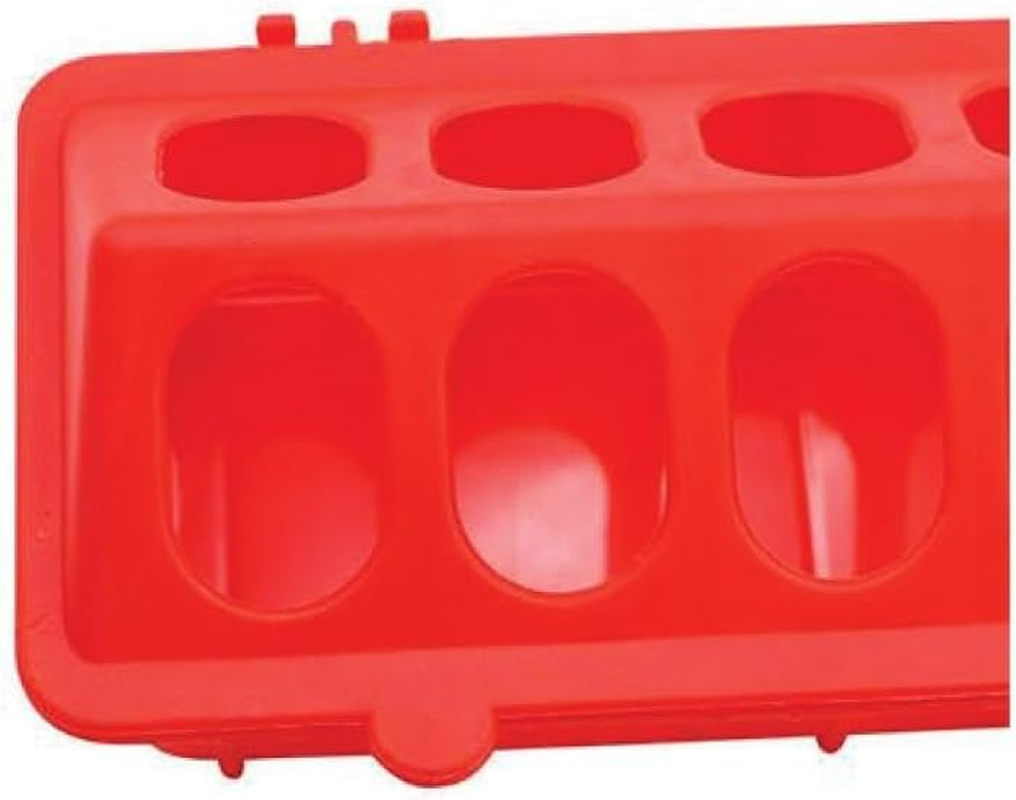 30Cm Long Poultry Feeder Feeding Trough Chicken Chick Red Plastic Flip Top Container
