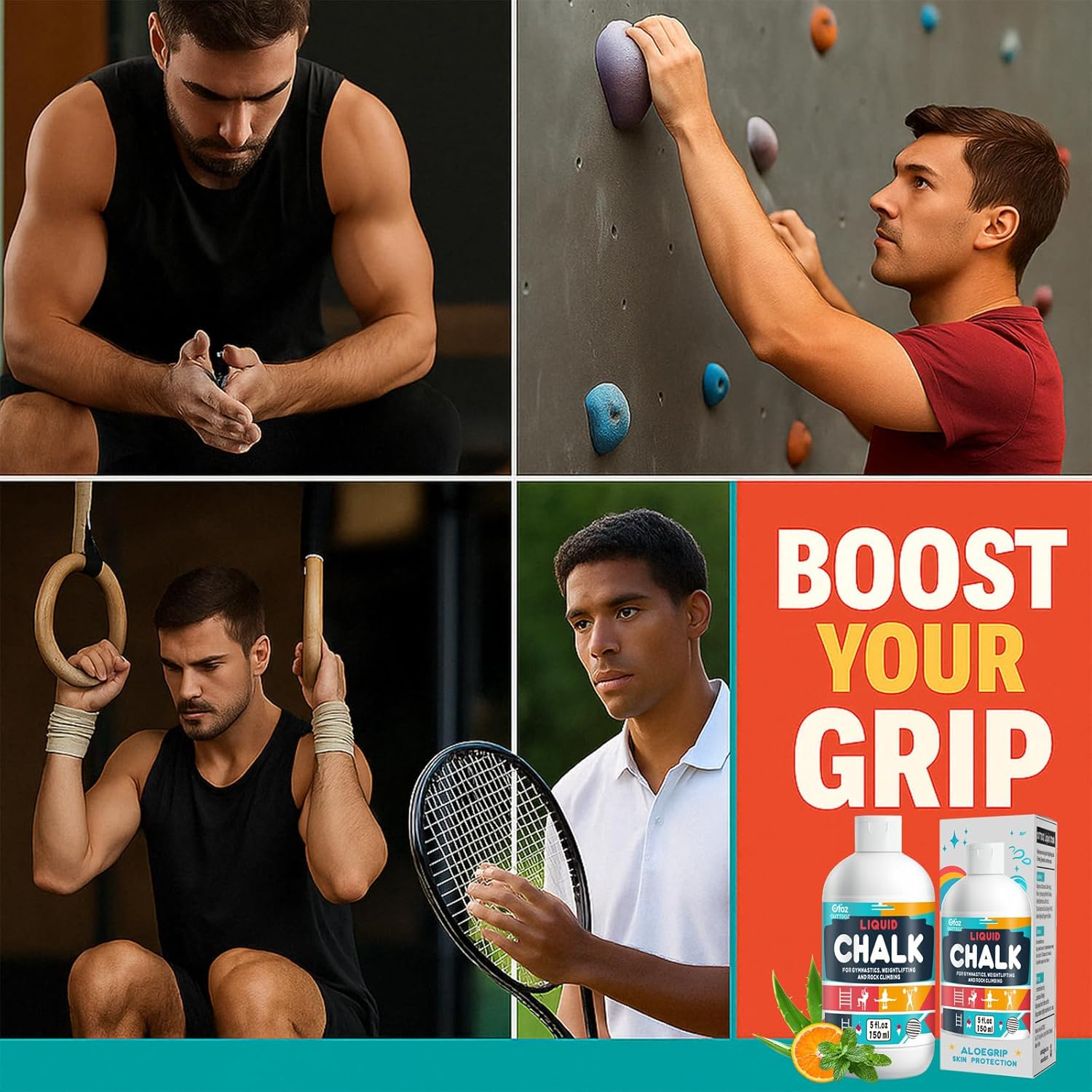 OUTTDOZ 150ML Aloegrip Liquid Chalk, Enhanced Grip & Anti-Slip, Infused with Aloe Vera for Skin Protection, Ideal for Gym, Weightlifting, Rock Climbing, Gymnastics, Barbell image number 5