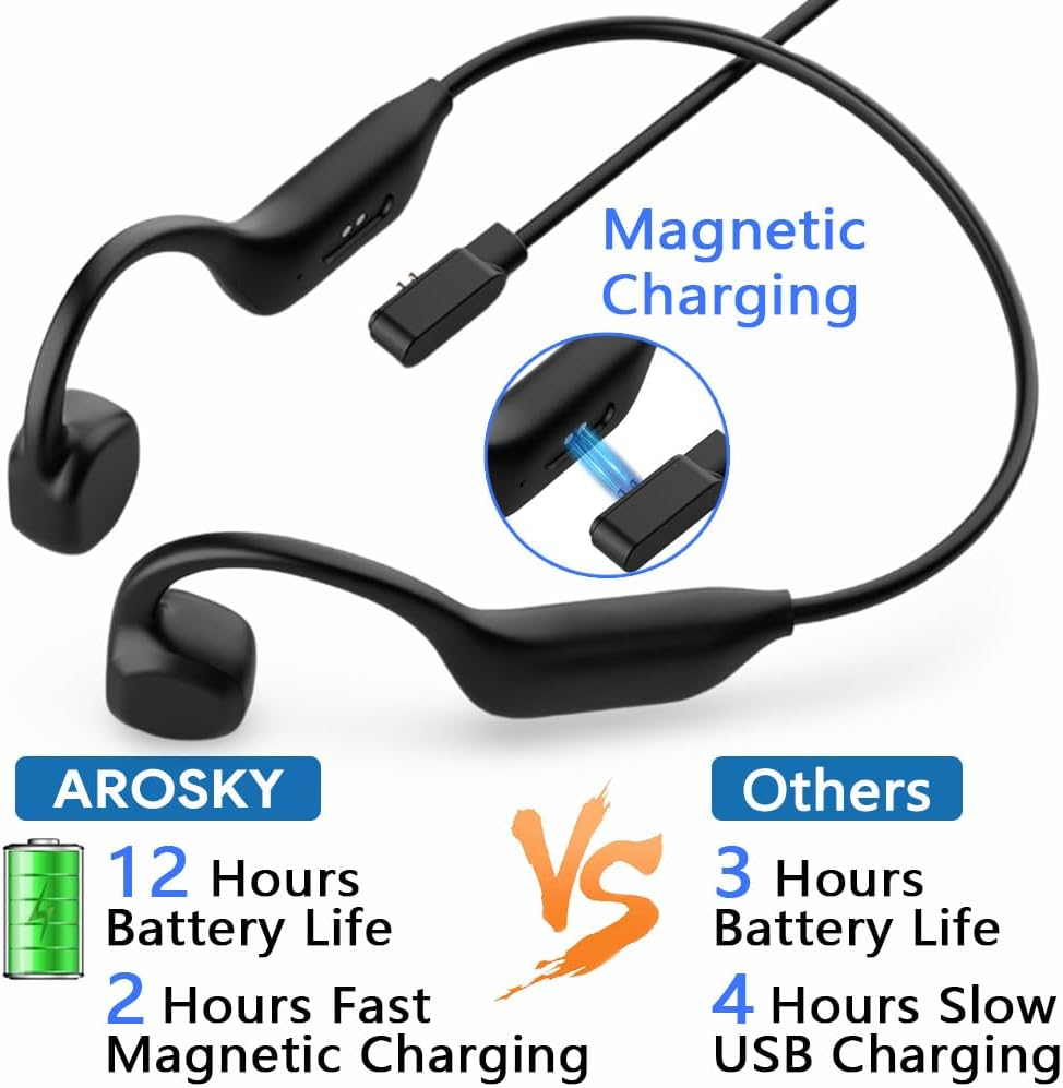 AROSKY Bone Conduction Headphones Bluetooth Wireless Earbuds Open Ear Headphones Wireless Waterproof Sweatproof Bluetooth Earbuds Earphones for Sports Running Gym Workout Cycling Exercise image number 4