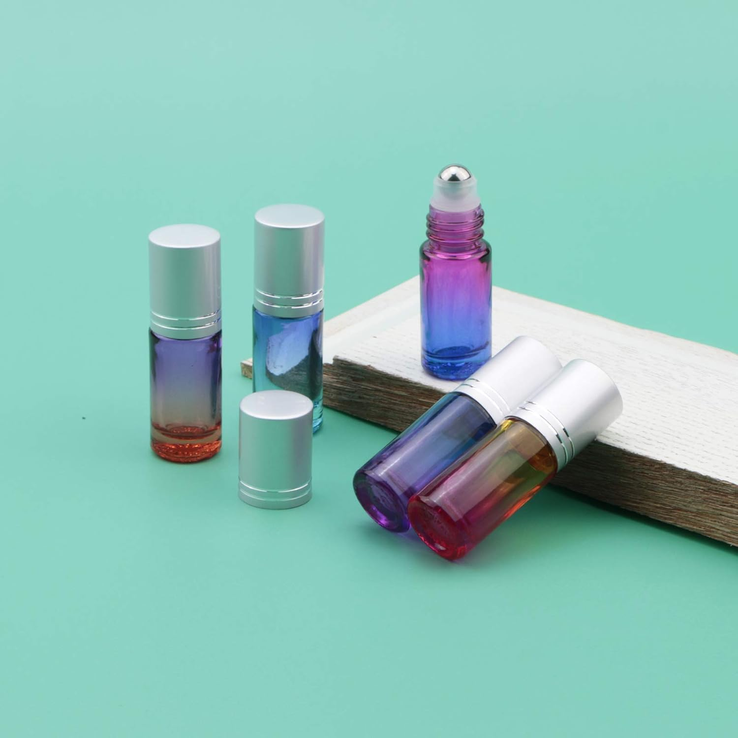 Newzoll 26Pcs Essential Oil Roller Bottles Set, 5Ml Roller Bottles with 5Ml Droppers, Funnels & Opener, Glass Roll-On Bottles for Perfumes Aromatherapy Oils Liquid image number 3