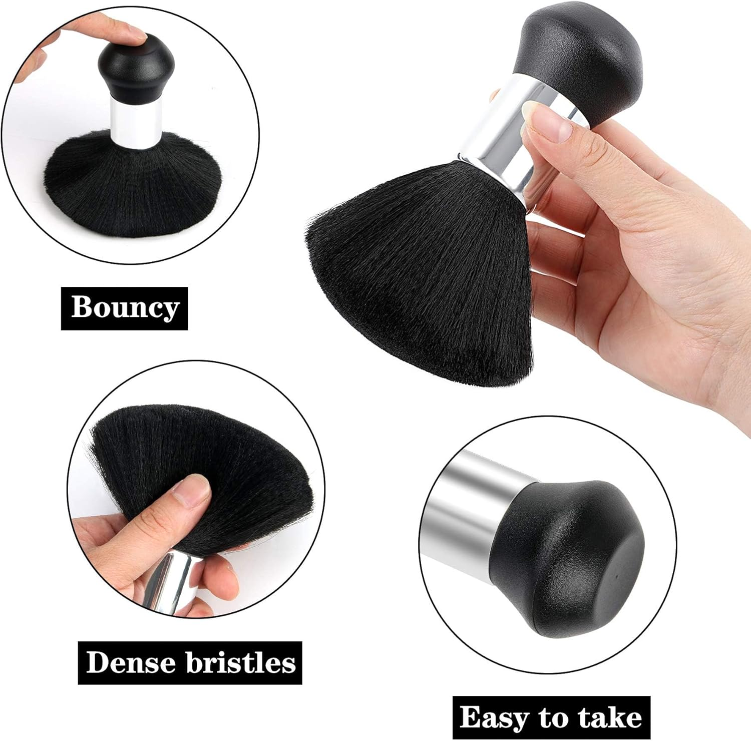 FEBSNOW Professional Hair Cutting Cape with Neck Duster Brush, Salon Barber Cape, Hair Cutting Accessories (Black) image number 3