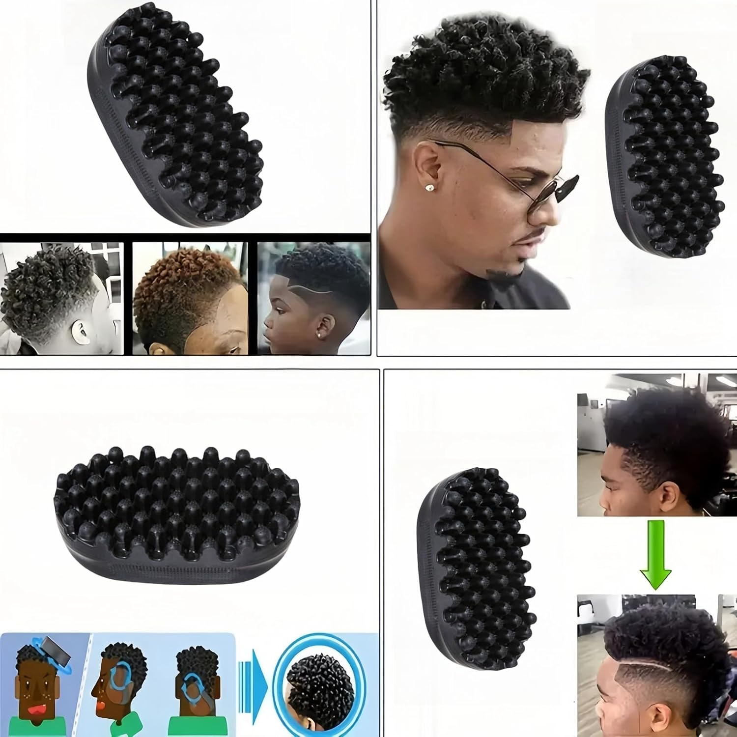 Curly Hair Brush,Rubber Hair Brush,Comb for Curly Hair,Twist Styler Brush,Afro Ha-Ir Bru-Sh,Washable Afro H-Air,Curling Brush,Afro Racket for Barbers and Daily Use,A-Fro Bru-Sh,Afro Sponge