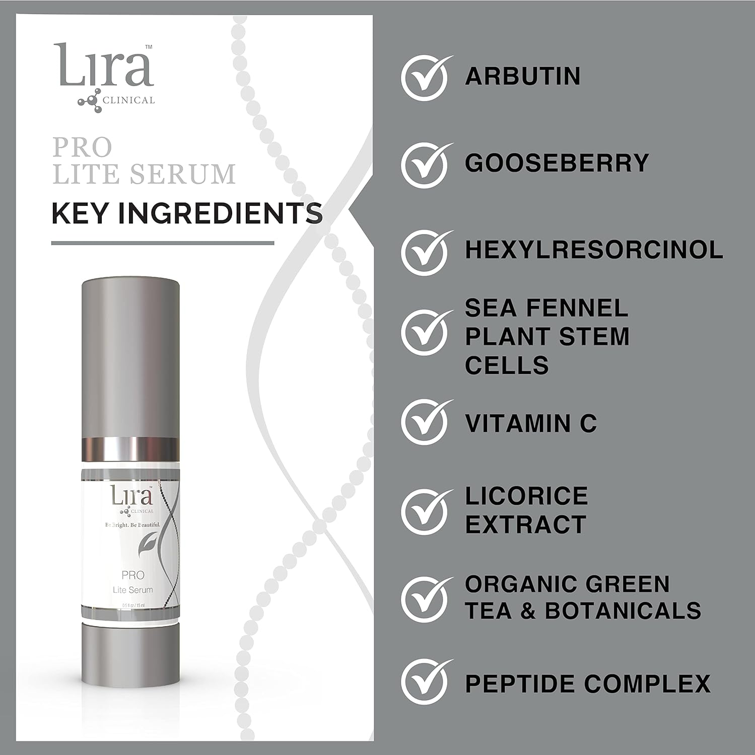 Lira Clinical Pro Lite Serum - Face Brightening Serum with Plant Stem Cell - Lightening Face Serum for Acne Skin, Dry, and Oily - 0.5 Ounce image number 4