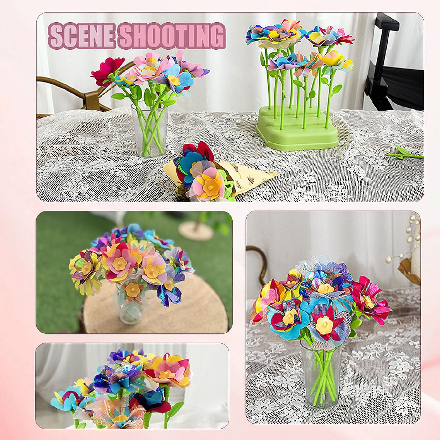 Fabric Flower Bouquet Kit, Creative DIY Craft for Girls Ages 4-8, Build & Bloom Floral Toy, Inspiring Arts & Crafts Educational Gift, Perfect Preschool Activity or Birthday Present image number 3