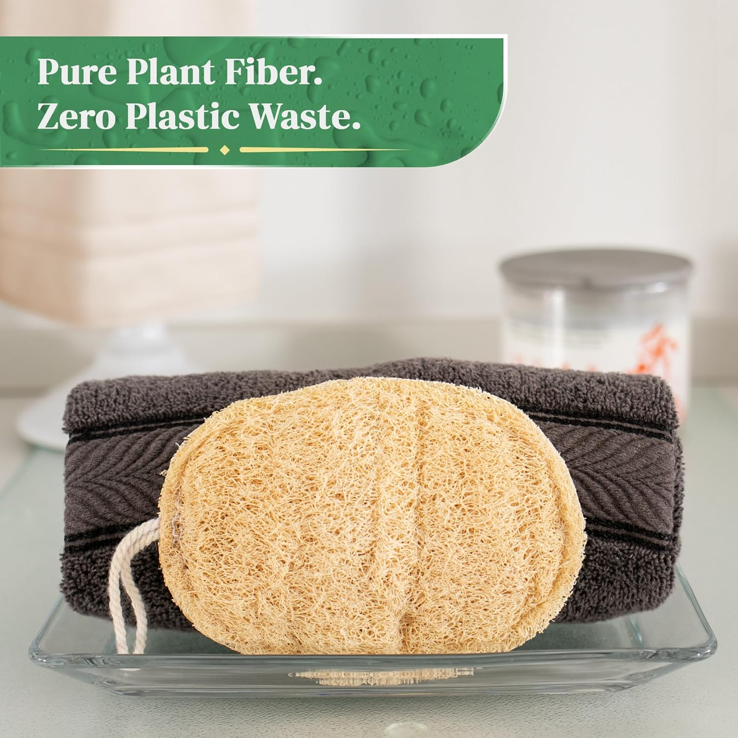 100% Natural Loofah Exfoliating Sponge (4 Pack) - Loofah Body Scrubber - Loofah Sponge - Organic Loofah - Exfoliating Body Sponge - Biodegradable Loofah - Bath Luffa Sponges - Exfoliating Loofah Pad image number 2