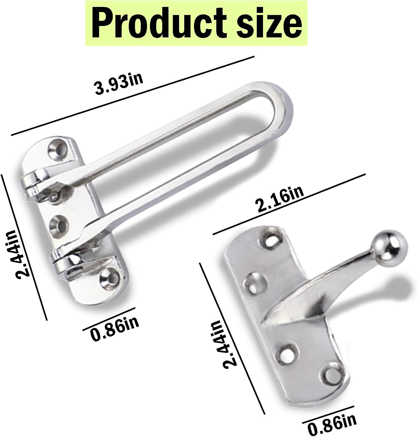 Treayes Home Security Door Lock Swing Bar, Safety Lock and Gate Lock for Hotel, Black Alloy, Childproof Reinforcement Door Stopper Theft Door Guard Latch for Front and inside Door