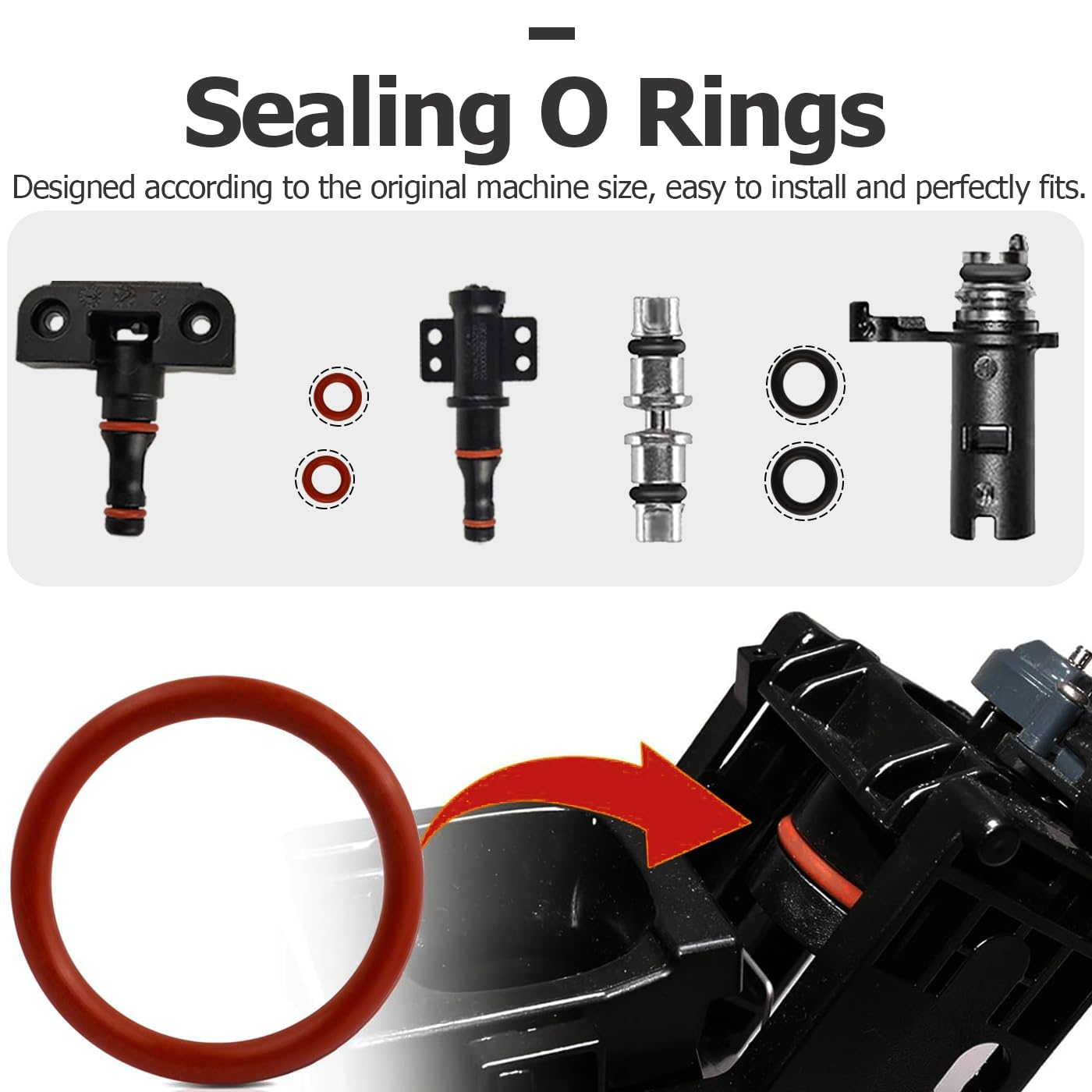 Bestgle 60 Pcs Silicone O-Ring Seal Kit, Coffee Machine Sealing Gasket for Philips Saeco Gaggia Spidem Espresso Machines, Professional Maintenance Kit Seal O Rings Nozzle Gasket image number 5