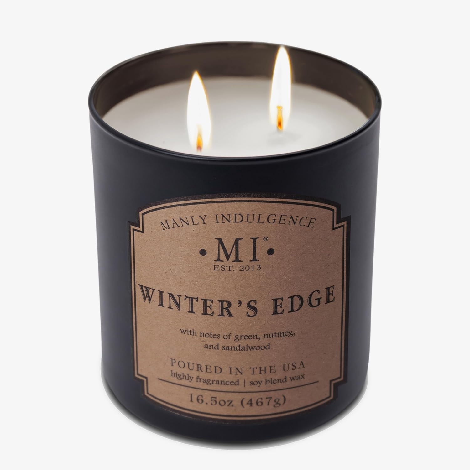 Manly Indulgence Winters Edge Scented Candle for Men 16.5 Oz | 2 Wick & 2X Intense Fragrance | Nutmeg & Sandalwood | up to 60 Hour Burn, Soy Blend Wax, USA Poured - Classic+ Collection image number 4