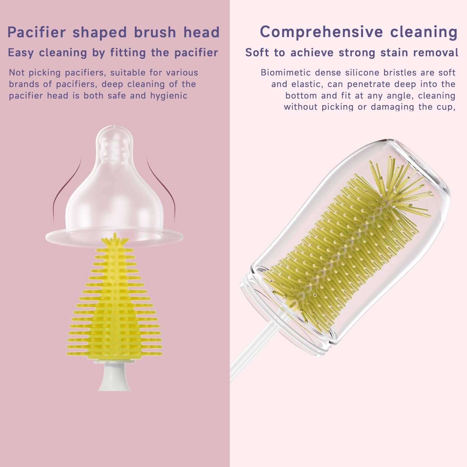 QUMOX Electric Baby Bottle Brush Set, 6-In-1 Rechargeable Cleaning Kit with Storage Case &ndash; Portable USB Charging Bottle Cleaner with Multiple Brush Heads for Bottles, Cups and Straws (Yellow) image number 2