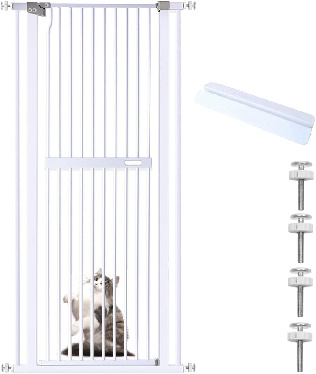 Extra Tall Pet Gate 150Cm | Retractable Pet Safety Gate for Doors, Stairs & Balcony | Adjustable Walk-Through Design with Long Handle | Portable Extension Fence for Dogs L image number 5