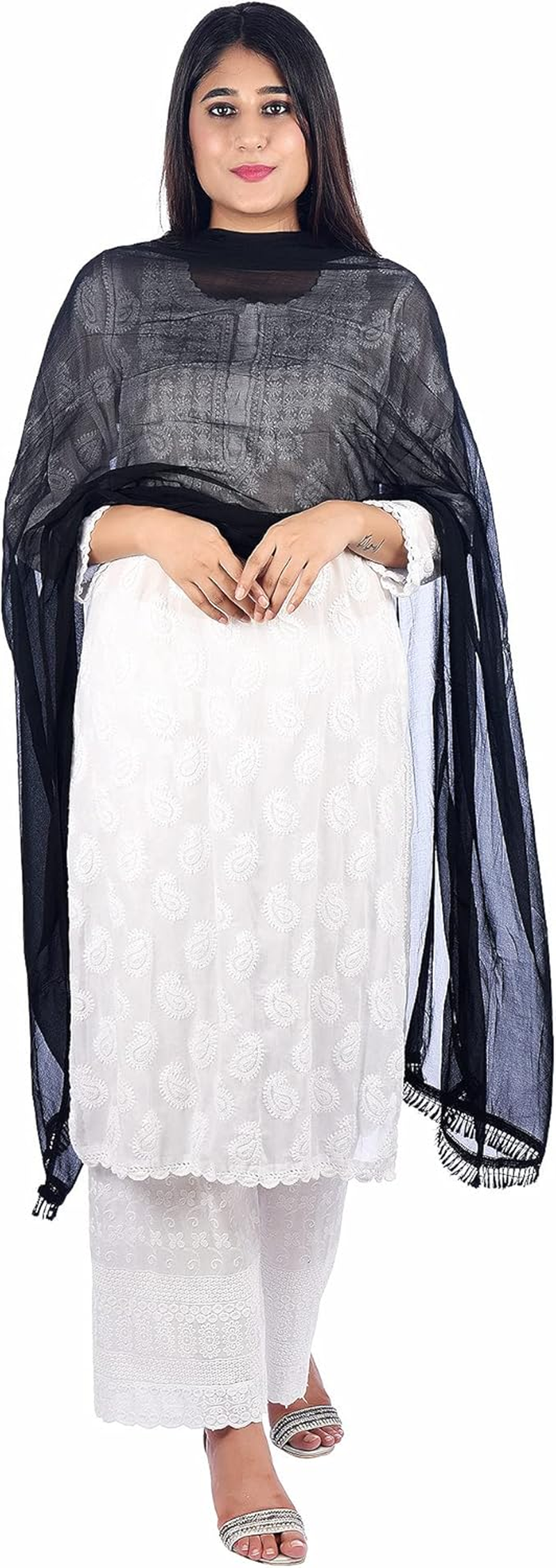Traditions Bazaar Women'S Chiffon Lace Dupatta image number 2