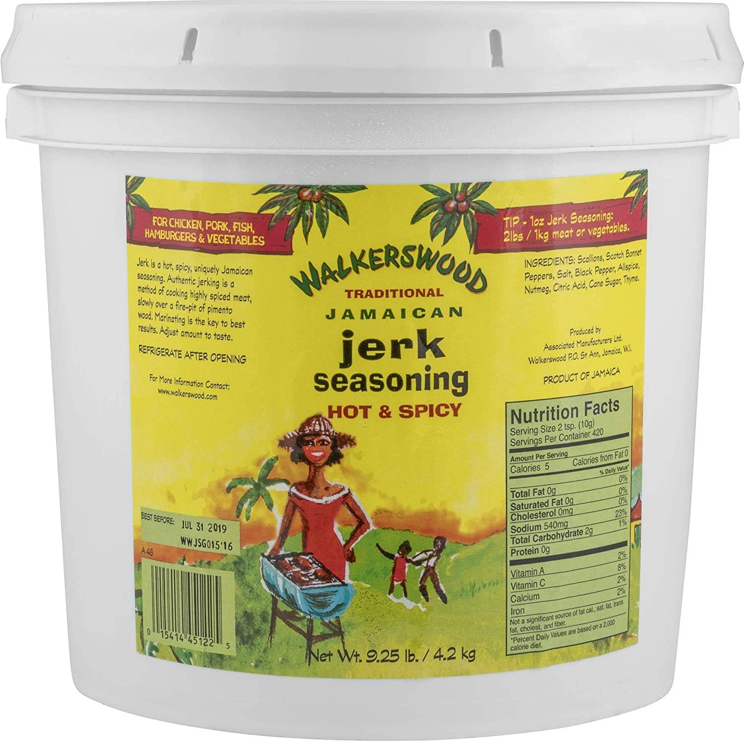 Walkerswood Traditional Jamaican Jerk Seasoning, Hot and Spicy, 128 Fl Oz image number 3