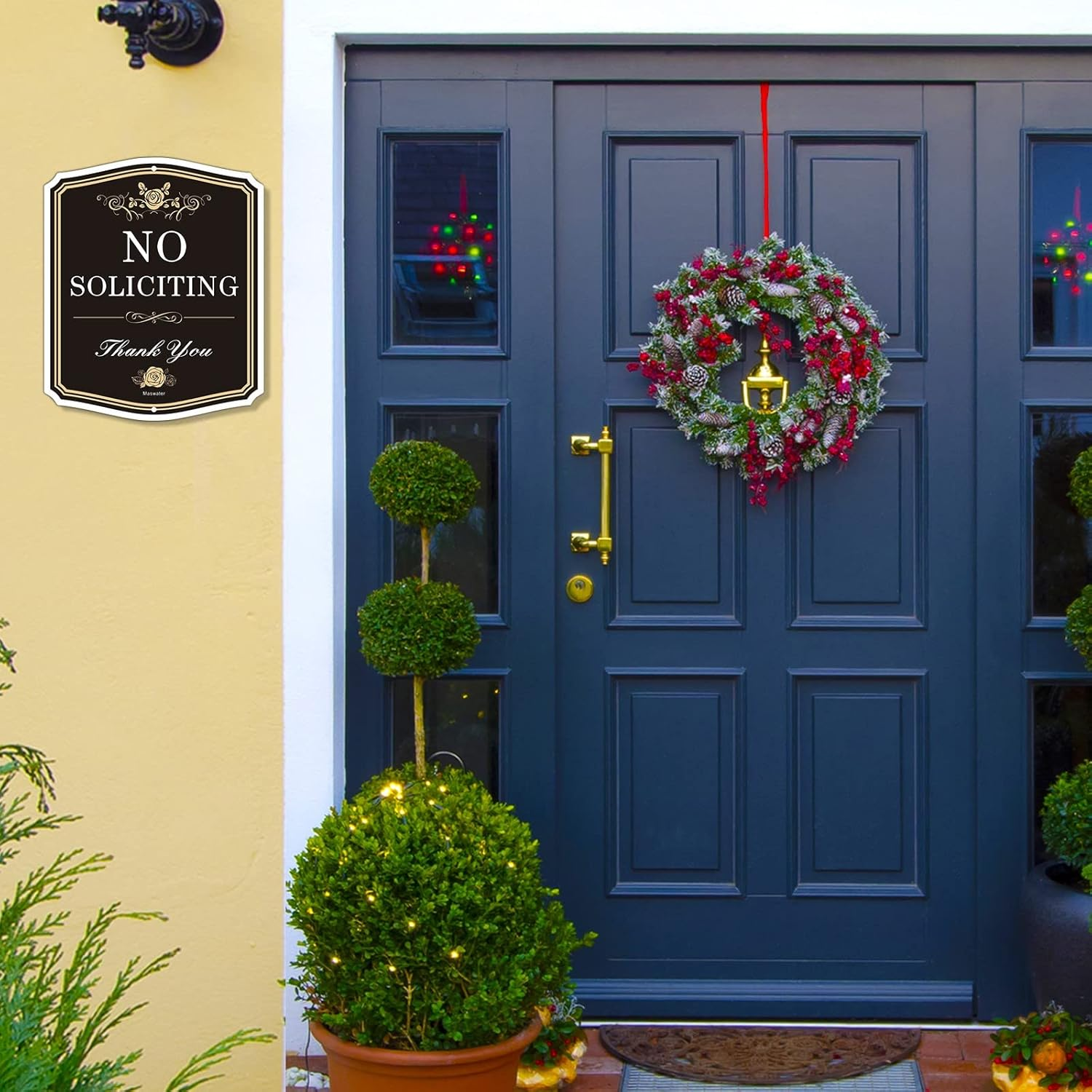 2 Pack No Soliciting Signs Private Property,12" X 10" Delicate Design Warning Mental Sign for House,Rust Free Aluminum,Durable Uv,Weather Resistant image number 4