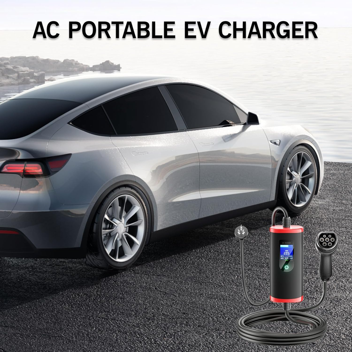 7JI EV Charger Type 2 3.5 Kw 5M 10-15A Adapter Portable EV Chargers Polymer Materials Cable with Australian 15 a Plug|10A Adapter, Adjustable Current Compatible with Tesla, BYD and Other PHEV/BEV/EV image number 5