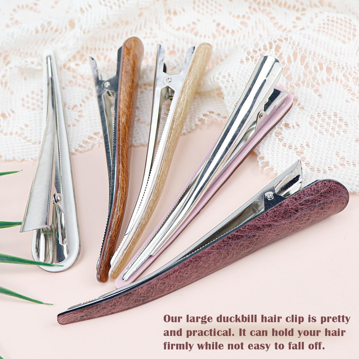 FERCAISH Pack of 5 Non-Slip Duckbill Hair Clips, Large Acrylic Horn Clip, Crocodile Clips, Hair Metal, Colourful Long Alligator Hair Clips for Women and Girls