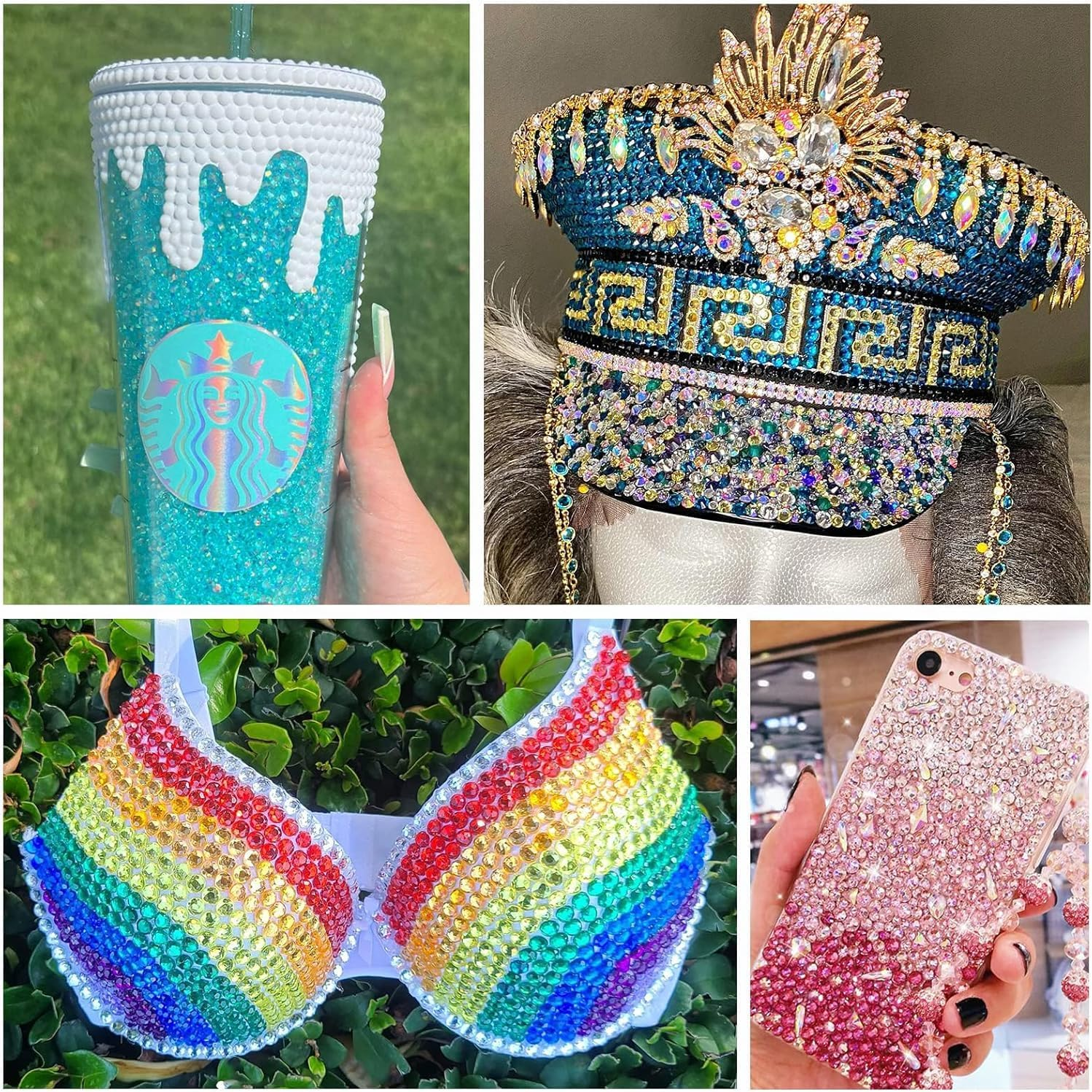 JAONLD Hotfix Rhinestone Flatback 7 Sizes round Glass Facial Gems 1.5Mm-4.8Mm Nail Crystal Rhinestone Bedazzling Tool for Clothes DIY Decoration Manicure Art Crafts (Mixed) image number 3