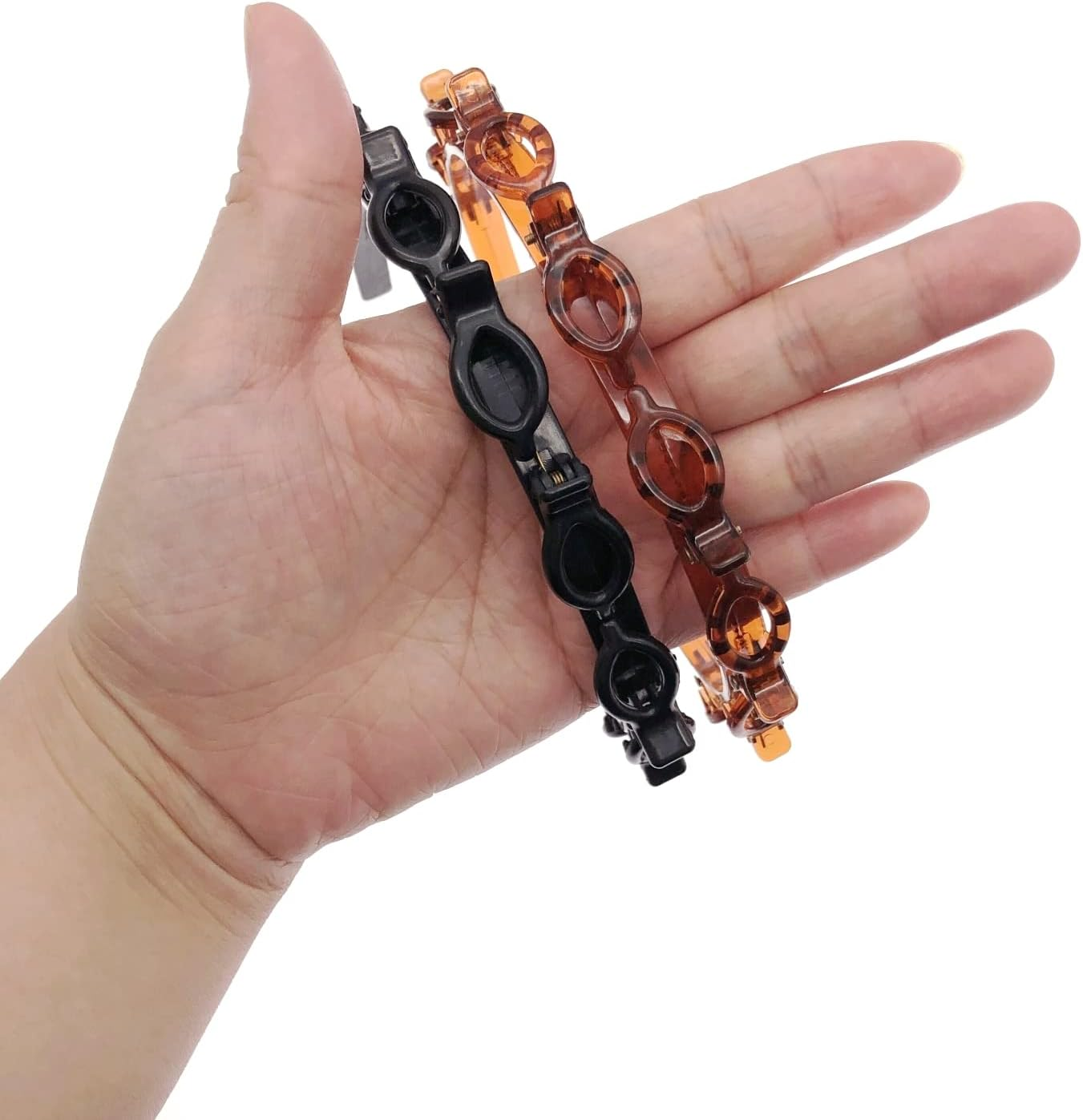 JZK 2 X Hairpin Headband, Plastic Double Layer Twist Plait Hairpin Headbands Hair Band Styling Accessories for Girls Women (Black + Brown) image number 5