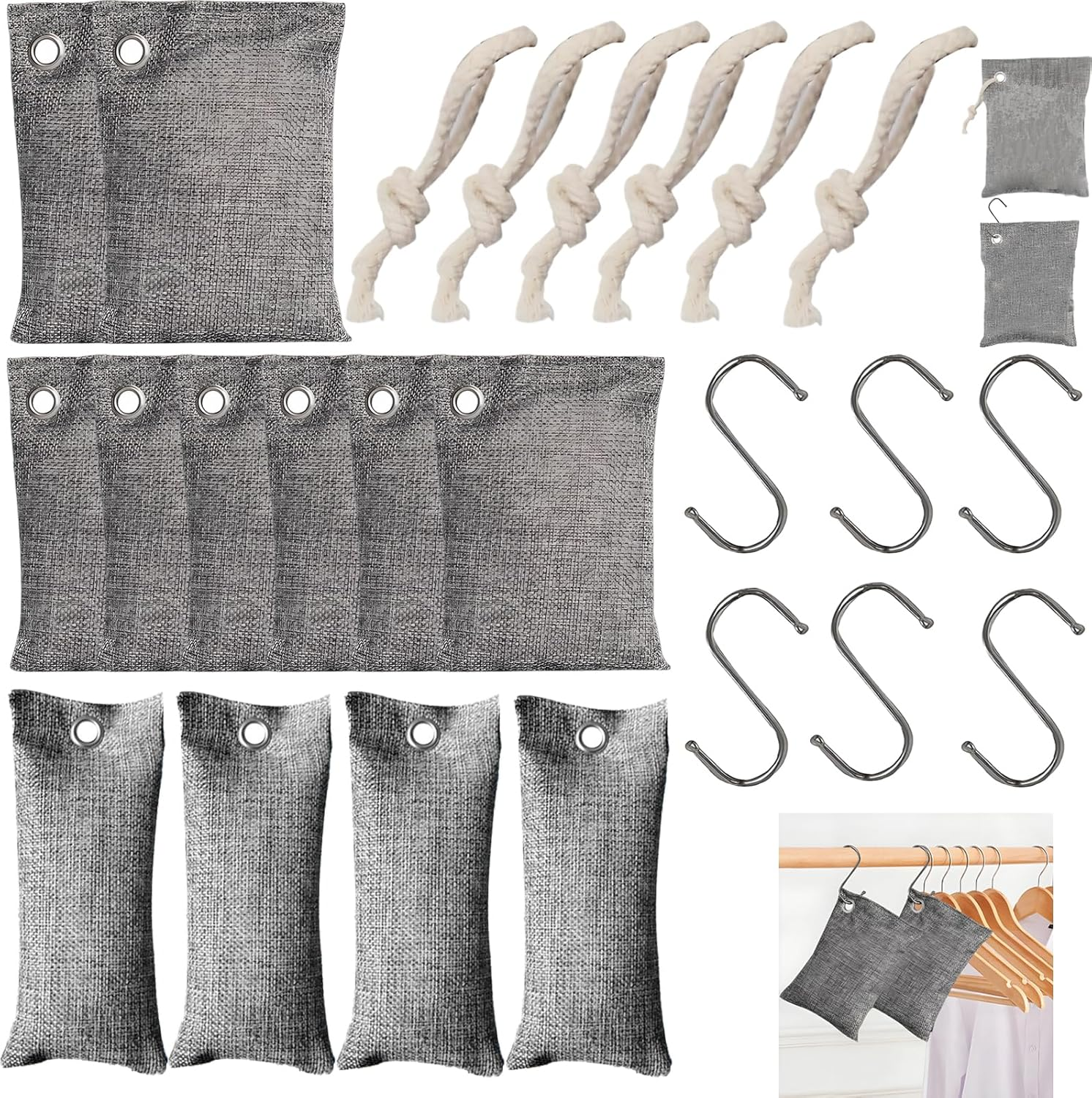 12 Pack Bamboo Charcoal Air Purifying Bags &ndash; Activated Charcoal Odor Absorber & Moisture Absorber for Home,Car,Closet,Shoes | Natural Pet & Room Deodorizer,Car Freshener,Odor Eliminators image number 4