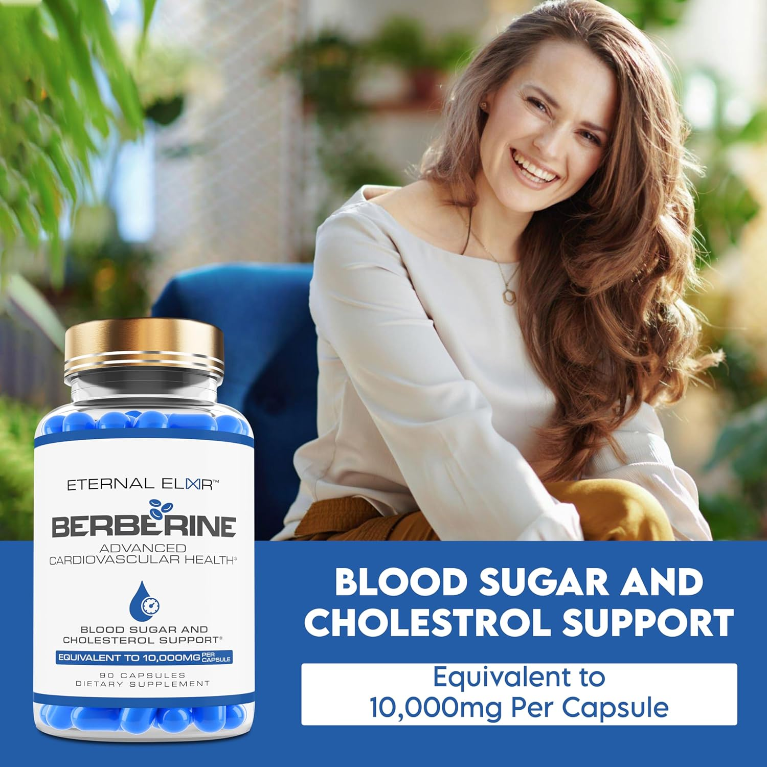 Eternal Elixir Advanced Berberine Capsules - 10,000Mg Equivalent - 90 Capsules - Dietary Supplements for Blood Sugar & Cholesterol Support - Gluten-Free and Sugar-Free Berberine Supplement" image number 3